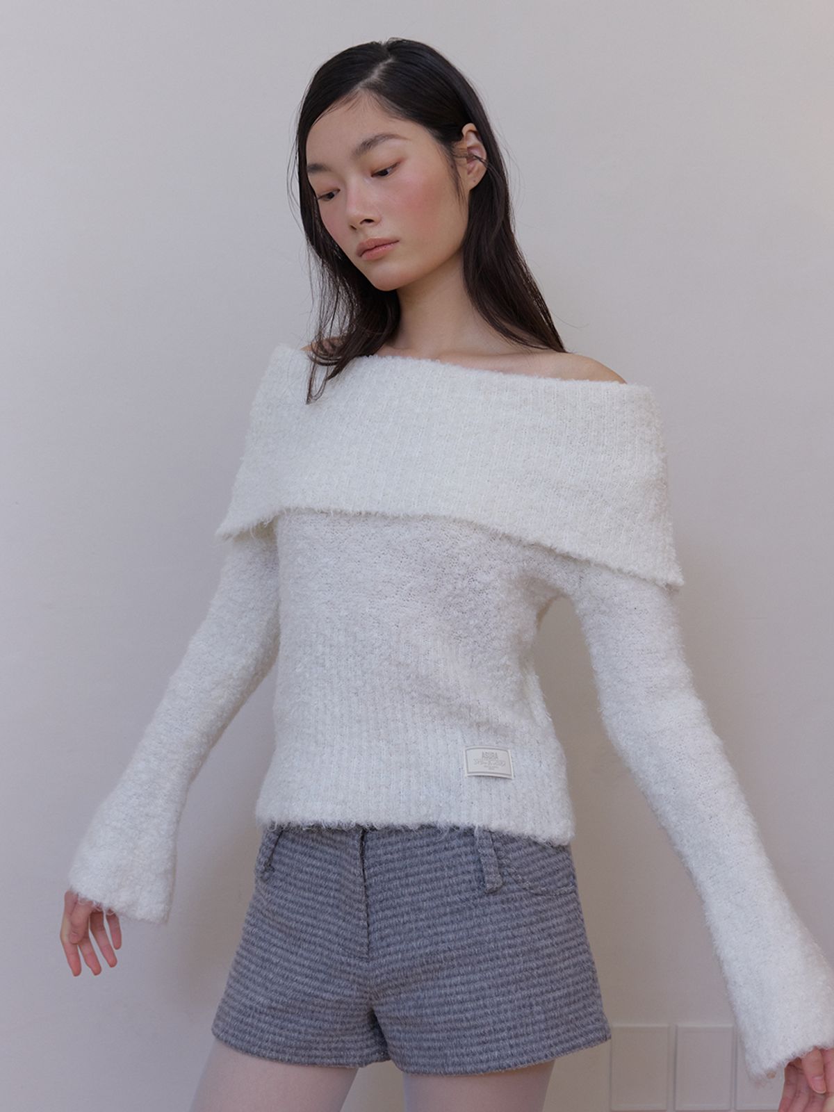 아수라(ASURA) DOUBLE BELT WOOL MICRO PANTS (GREY CHECK)