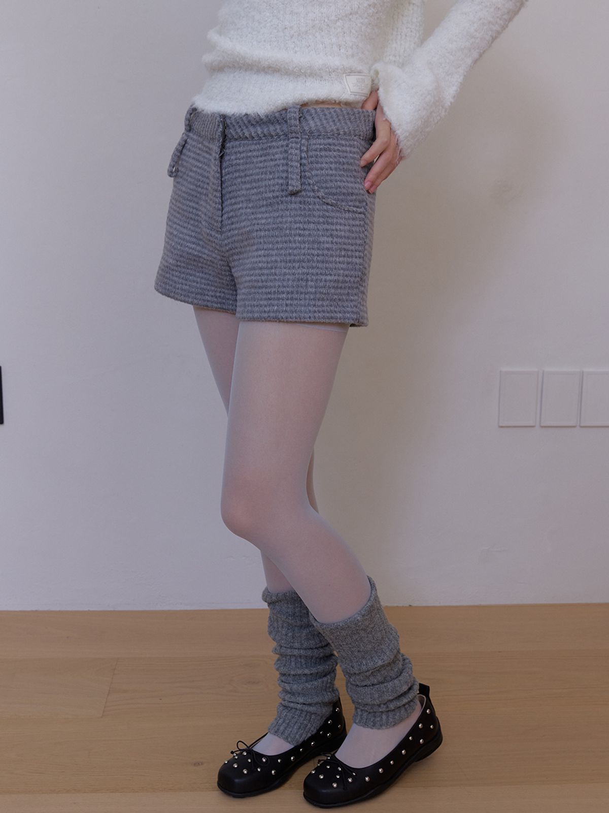 아수라(ASURA) DOUBLE BELT WOOL MICRO PANTS (GREY CHECK)