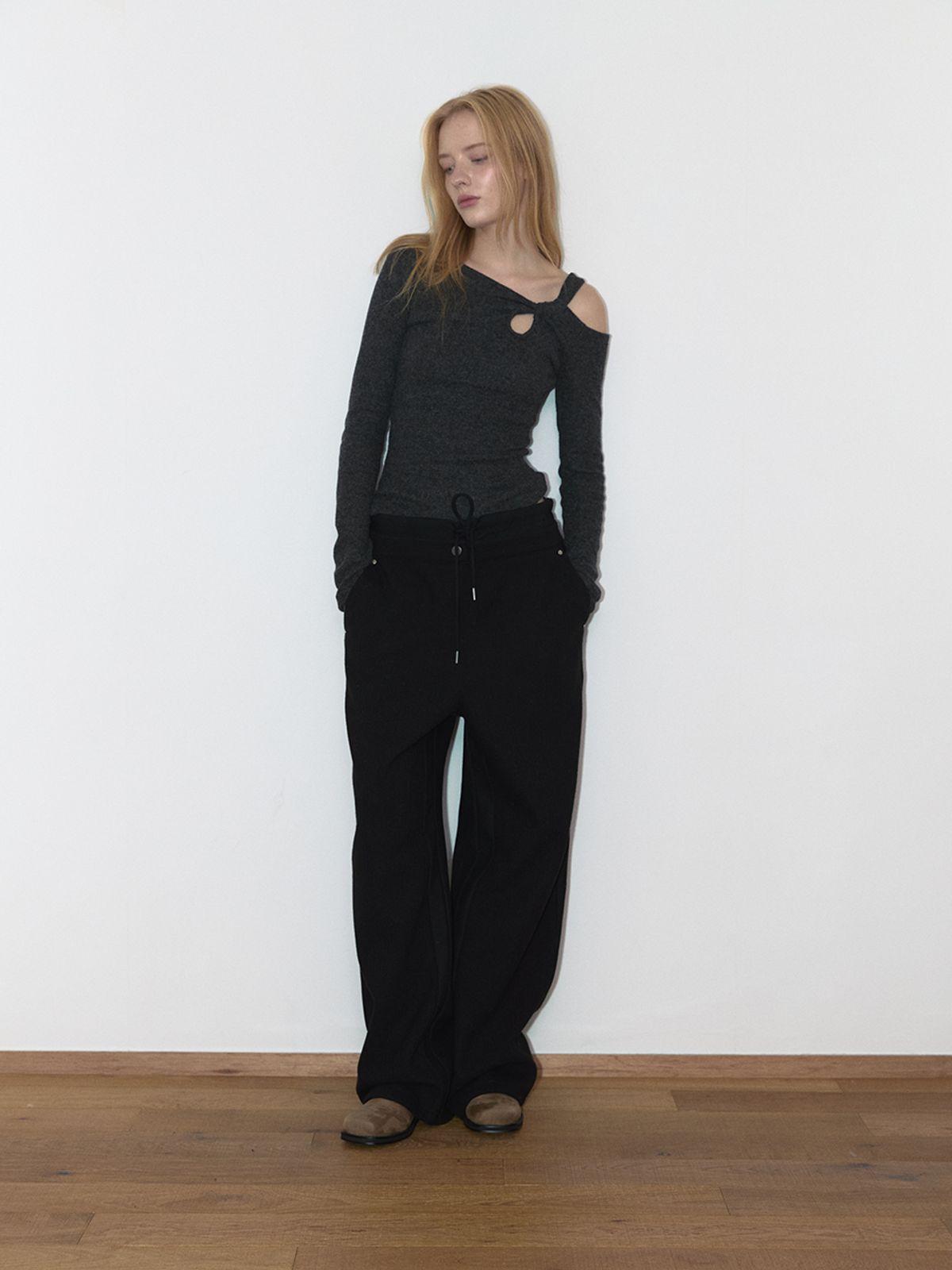 아수라(ASURA) FABRIC MIX WOOL PANTS (BLACK)