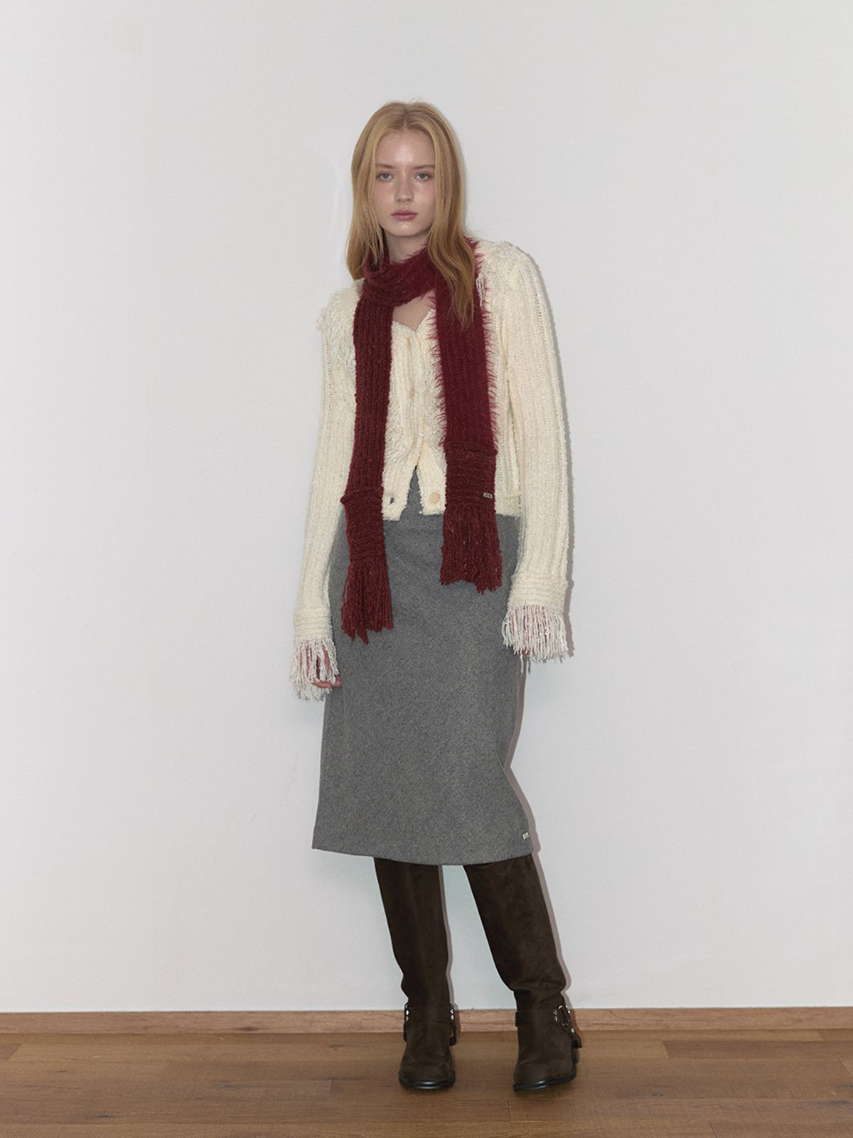 아수라(ASURA) WOOL BIAS SKIRT (BEIGE)