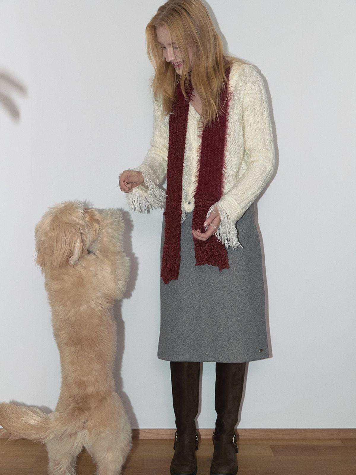 아수라(ASURA) WOOL BIAS SKIRT (BEIGE)