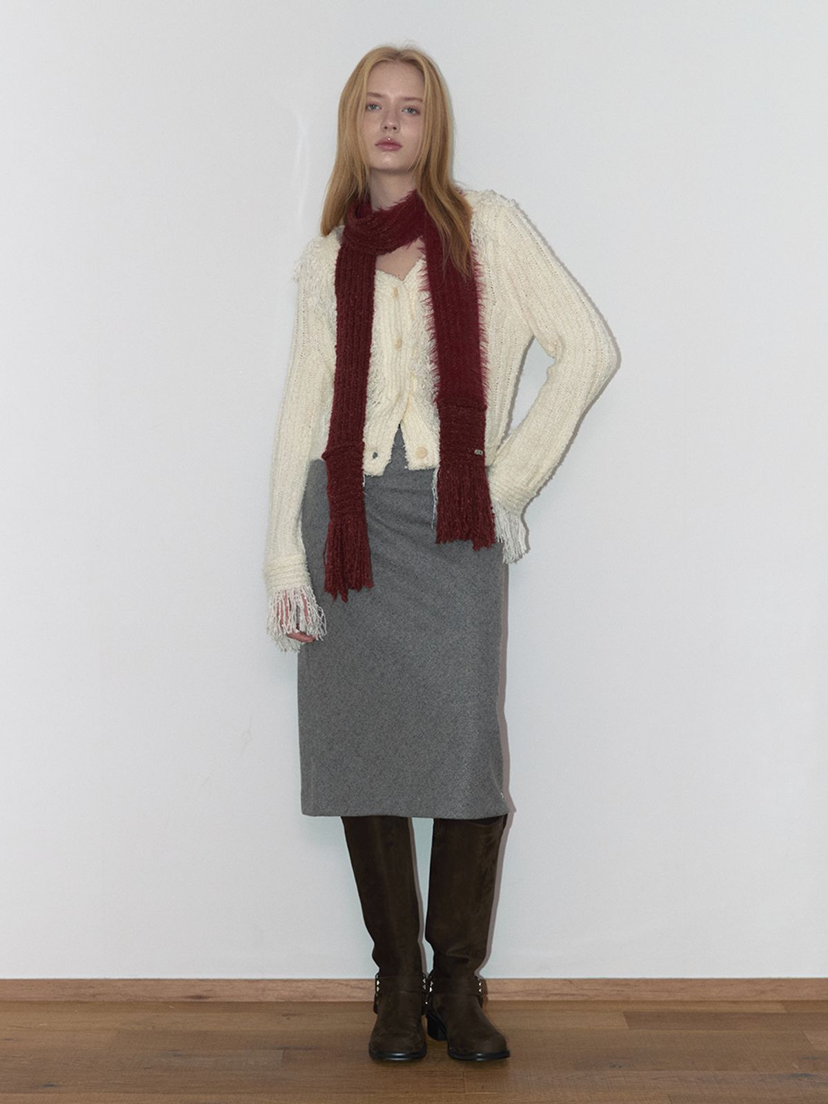 아수라(ASURA) WOOL BIAS SKIRT (BEIGE)