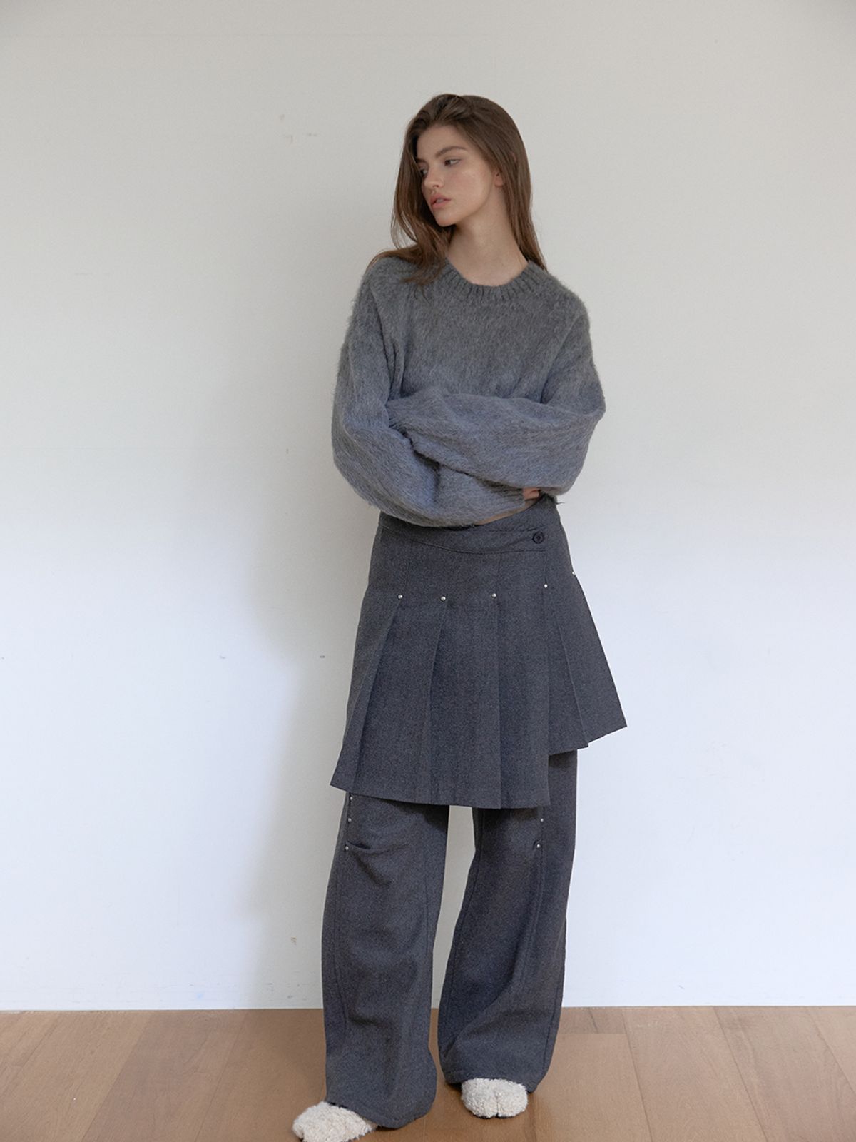아수라(ASURA) WOOL RIVET PANTS (CHARCOAL)