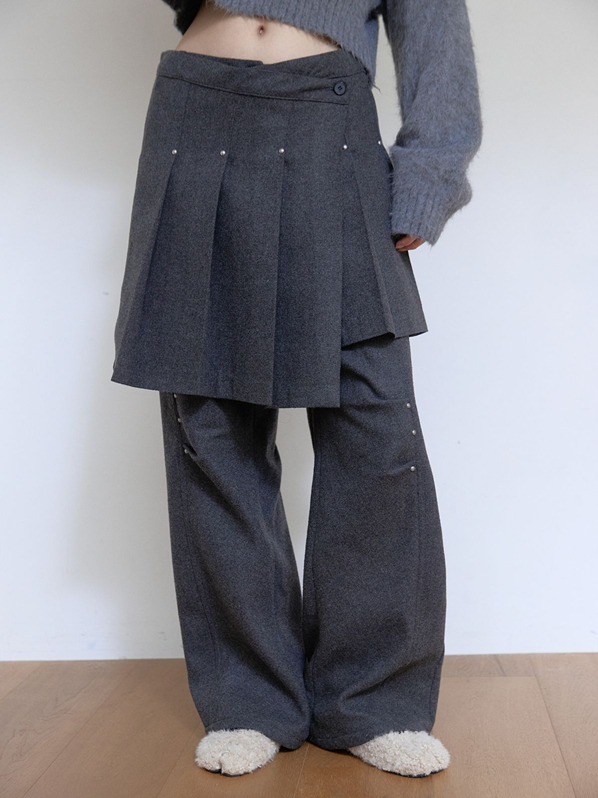 아수라(ASURA) WOOL RIVET PANTS (CHARCOAL)