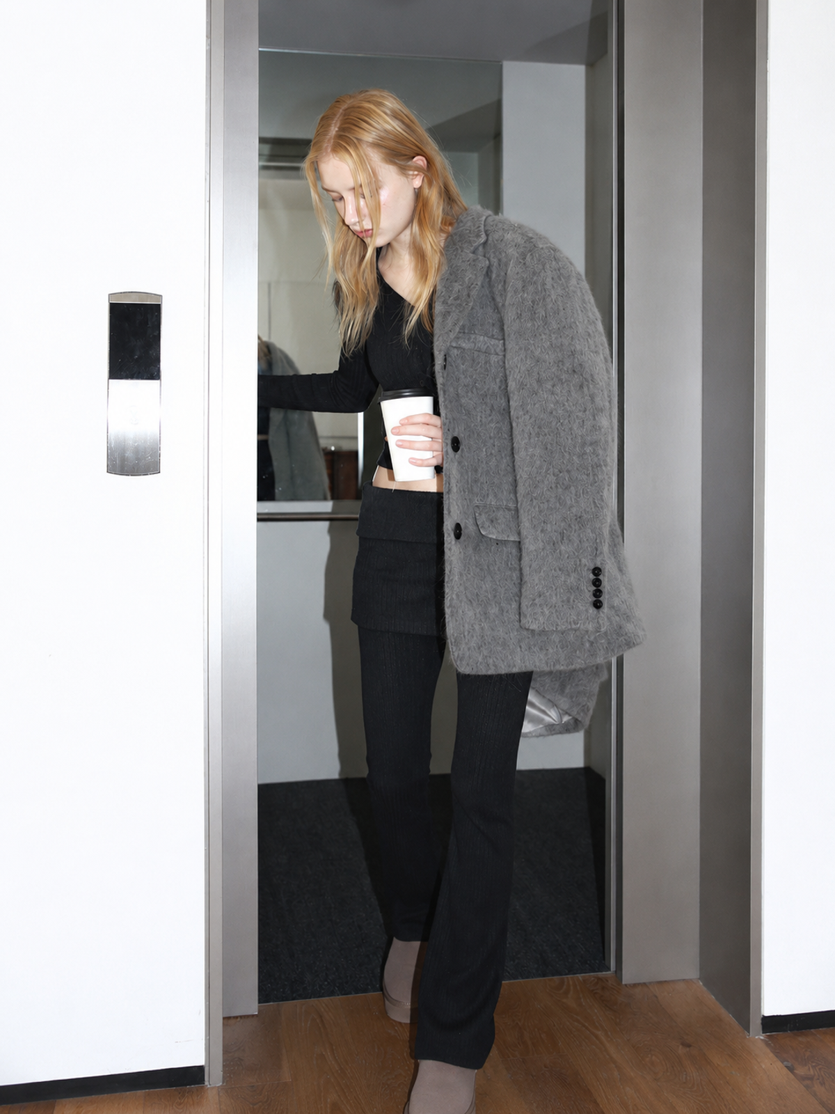 아수라(ASURA) MOHAIR WOOL JACKET (MELANGE GREY)