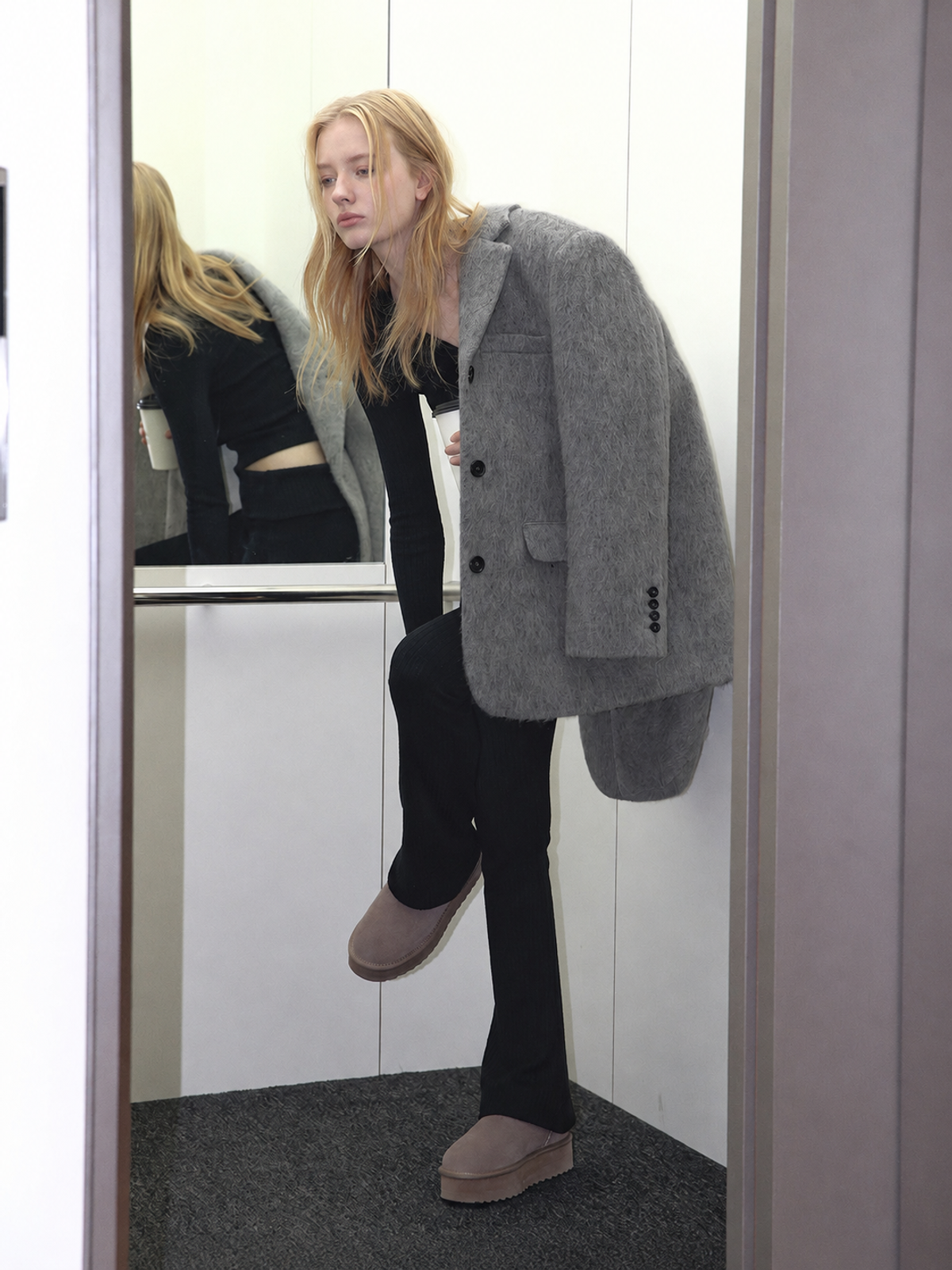 아수라(ASURA) MOHAIR WOOL JACKET (MELANGE GREY)
