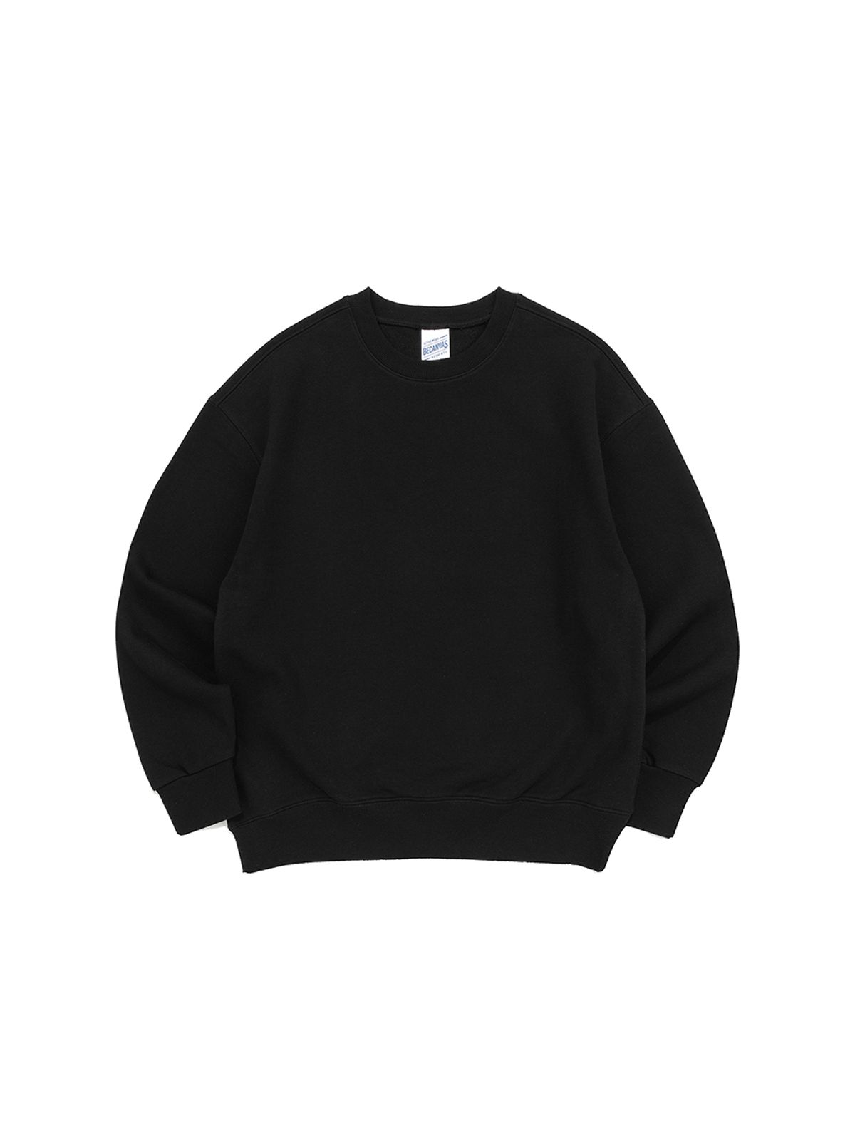 비캔버스(BECANVAS) [SET UP] OVERFIT MTM or HOOD & STRAIGHT SEWATPANTS - BLACK