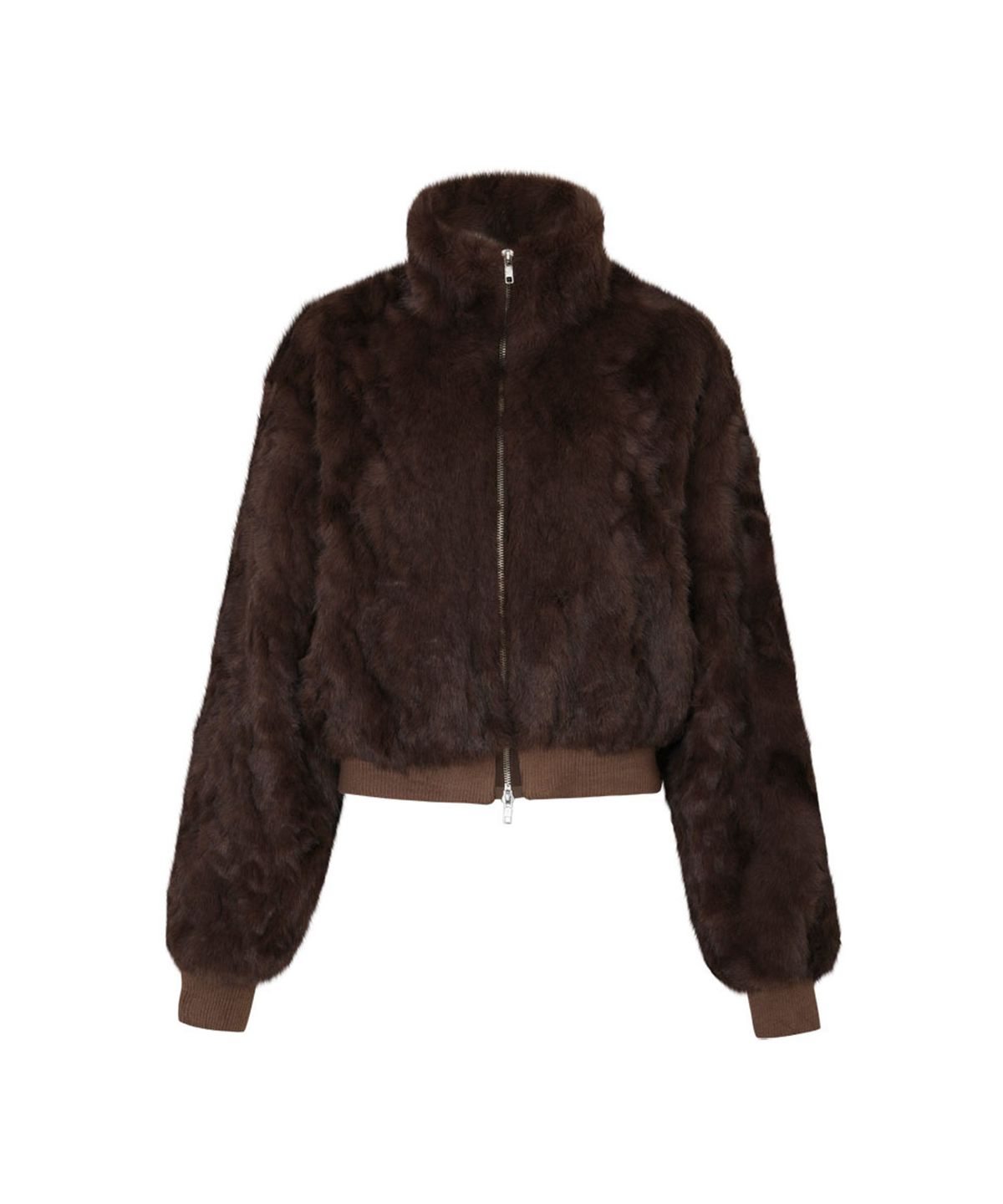 루루서울(LOULOUSEOUL) Winter Zip-up Fur Jacket (Brown)