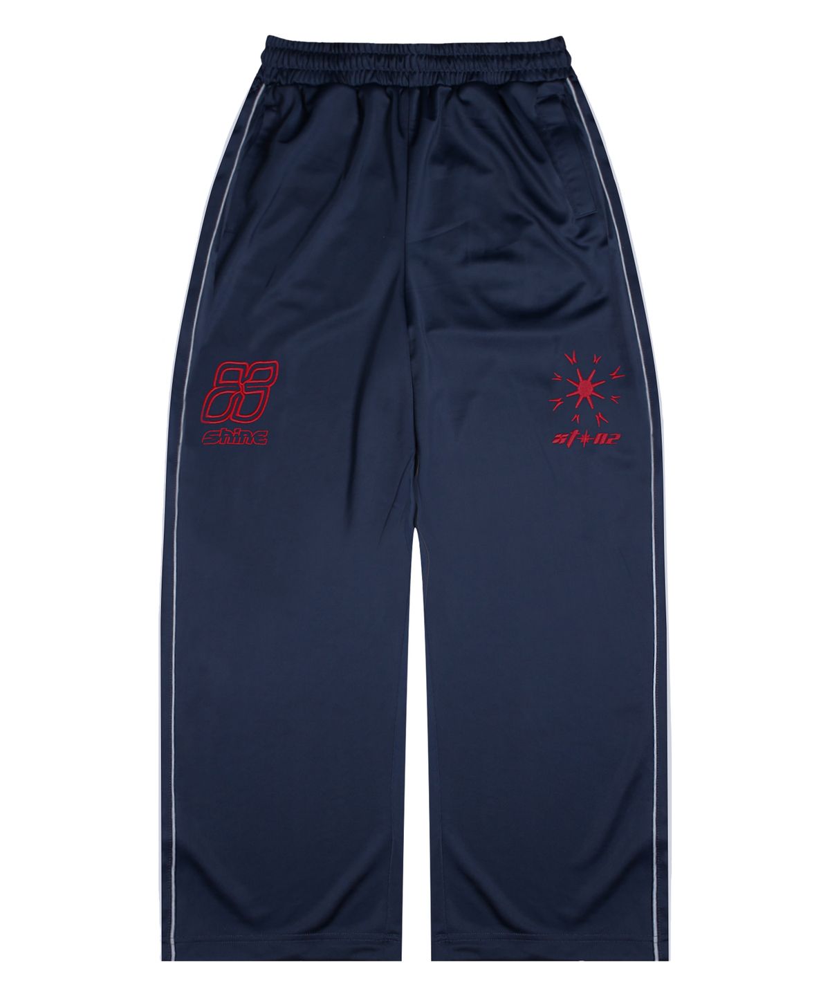 엑스톤즈(XTONZ) XP260 샤인 파이핑 와이드 트랙 팬츠 (NAVY)