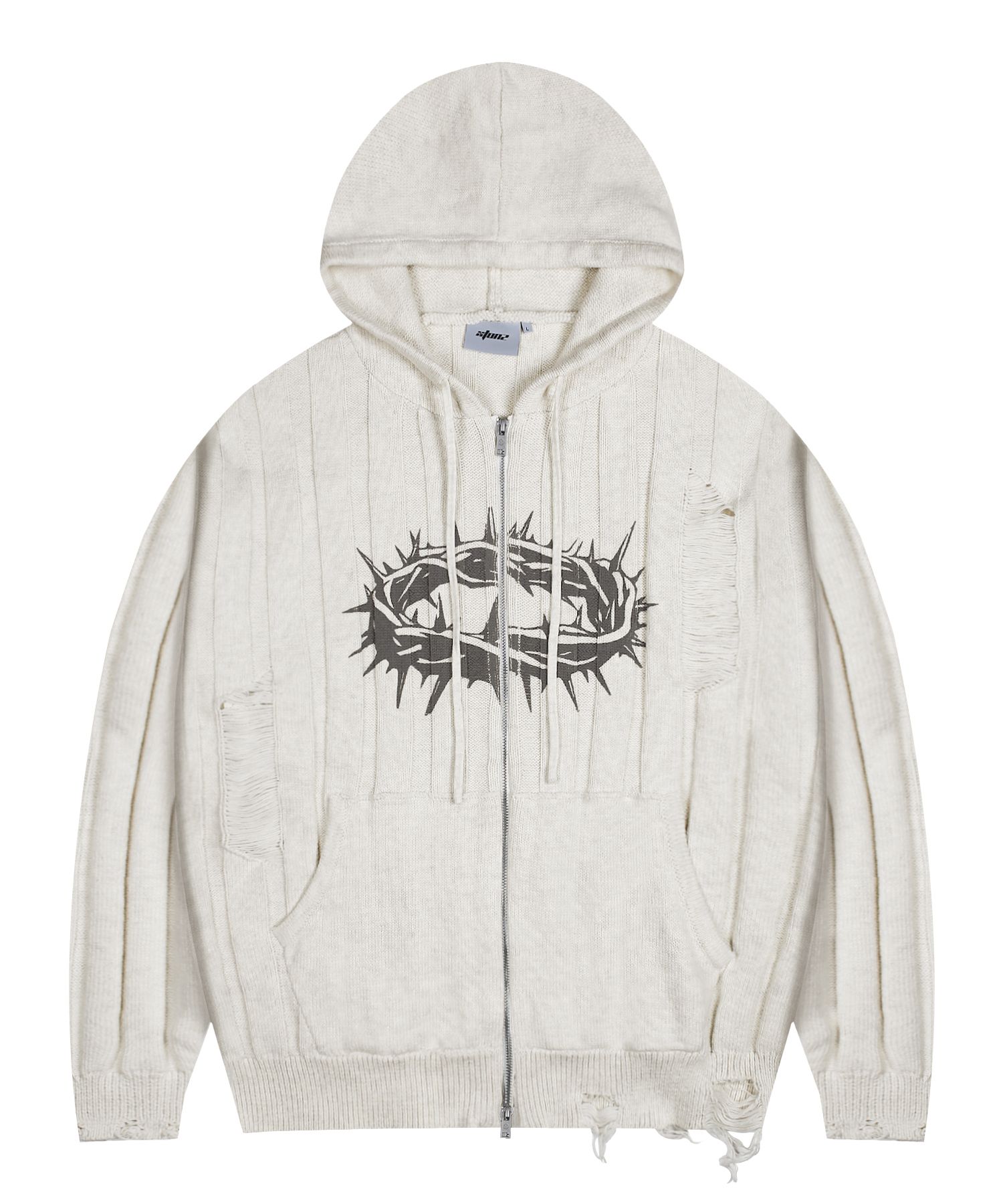 かずき MUSINSA公式 | XTONZ XTK126 STEV DAMAGE KNIT HOODED ZIP-UP