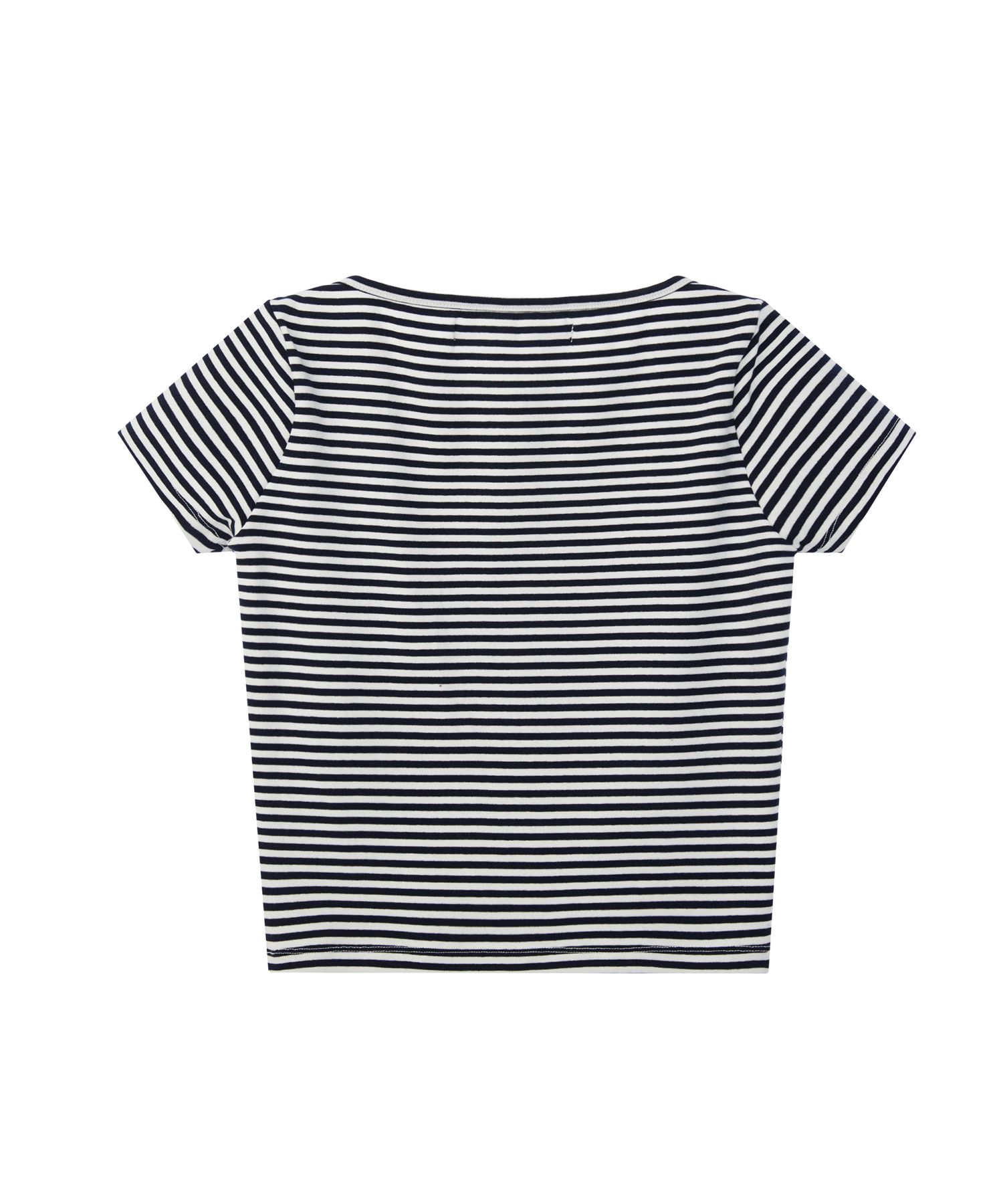 MUSINSA公式 | REST&RECREATION STRIPE LIP NECK T-SHIRT - NAVY