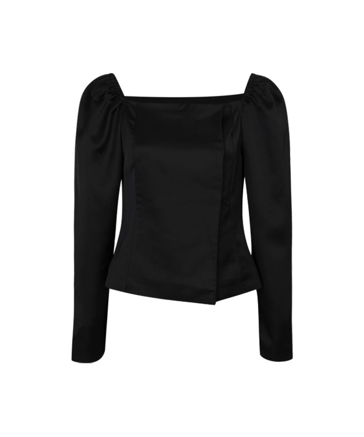 루루서울(LOULOUSEOUL) Glow Square Neck Blouse (Black)
