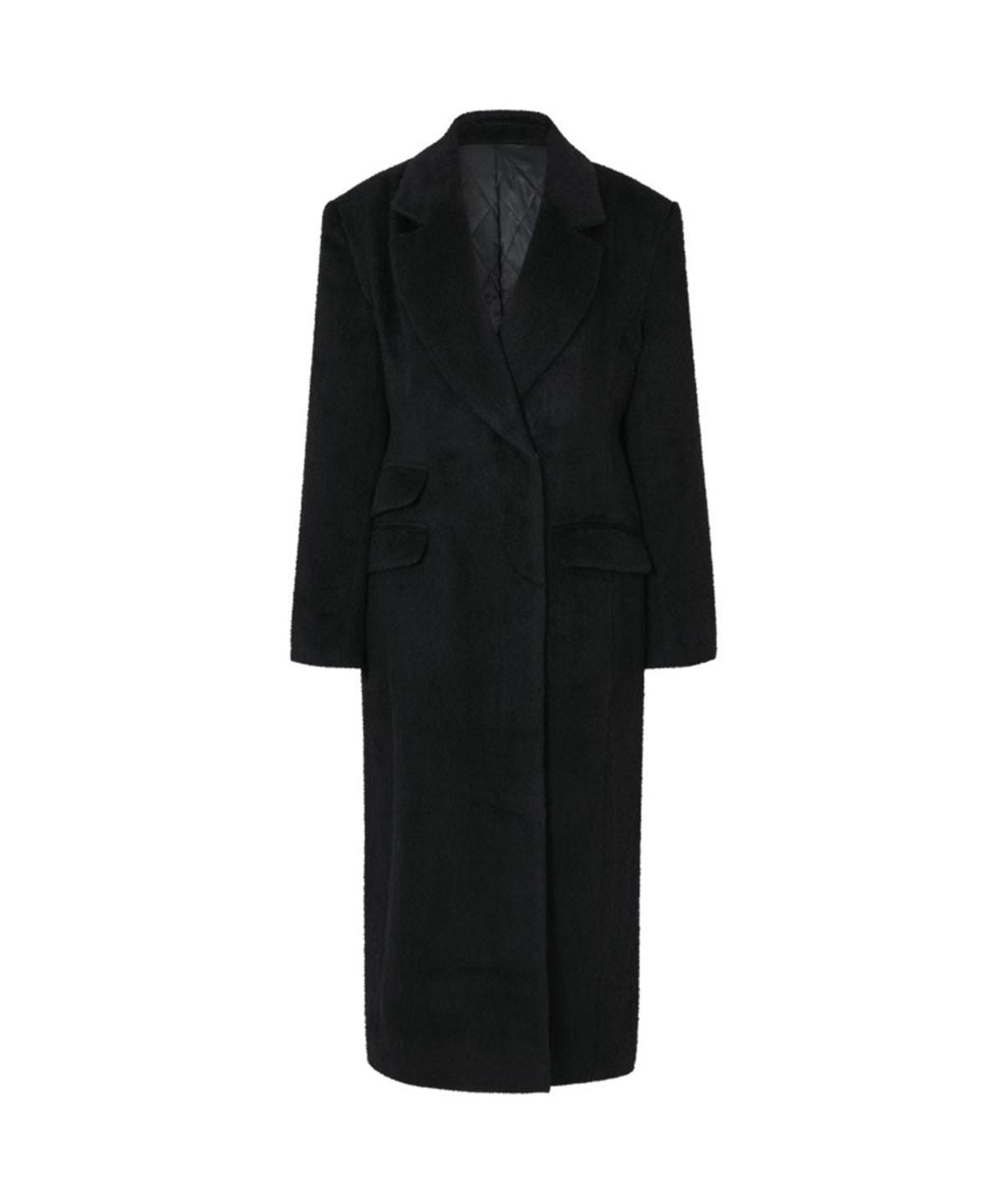루루서울(LOULOUSEOUL) Alpaca Slim Fit Long Coat (Black)