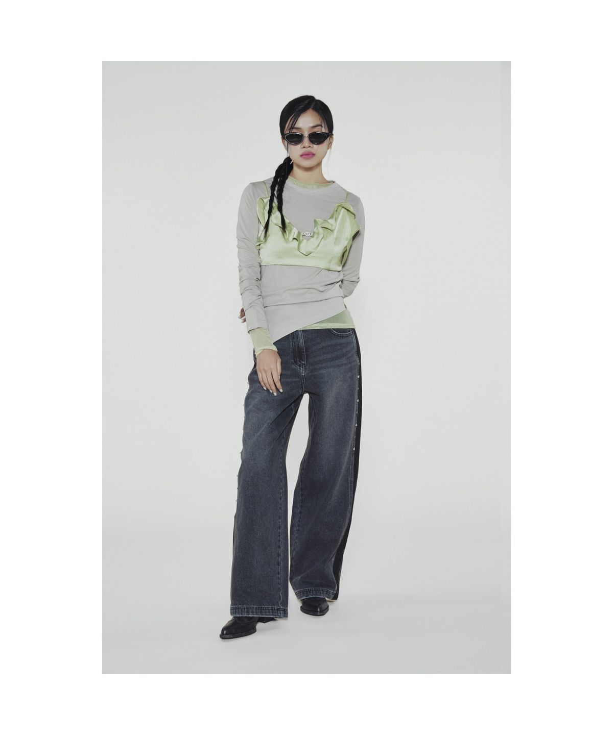 럭키슈에뜨(LUCKY CHOUETTE) [Holiday Edition] Bustier Long Sleeve T-shirts (Single Wear) (beige) LFTAS25040BEX