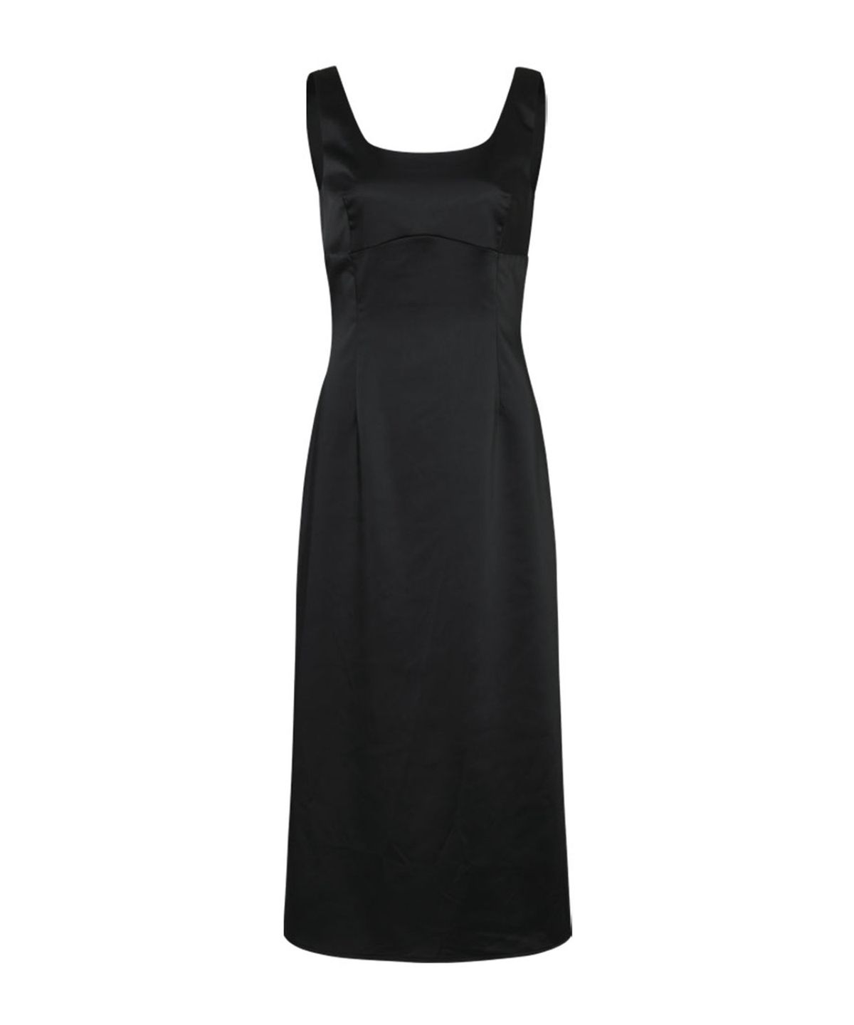 루루서울(LOULOUSEOUL) Glossy Slim Satin Long Dress (Black)