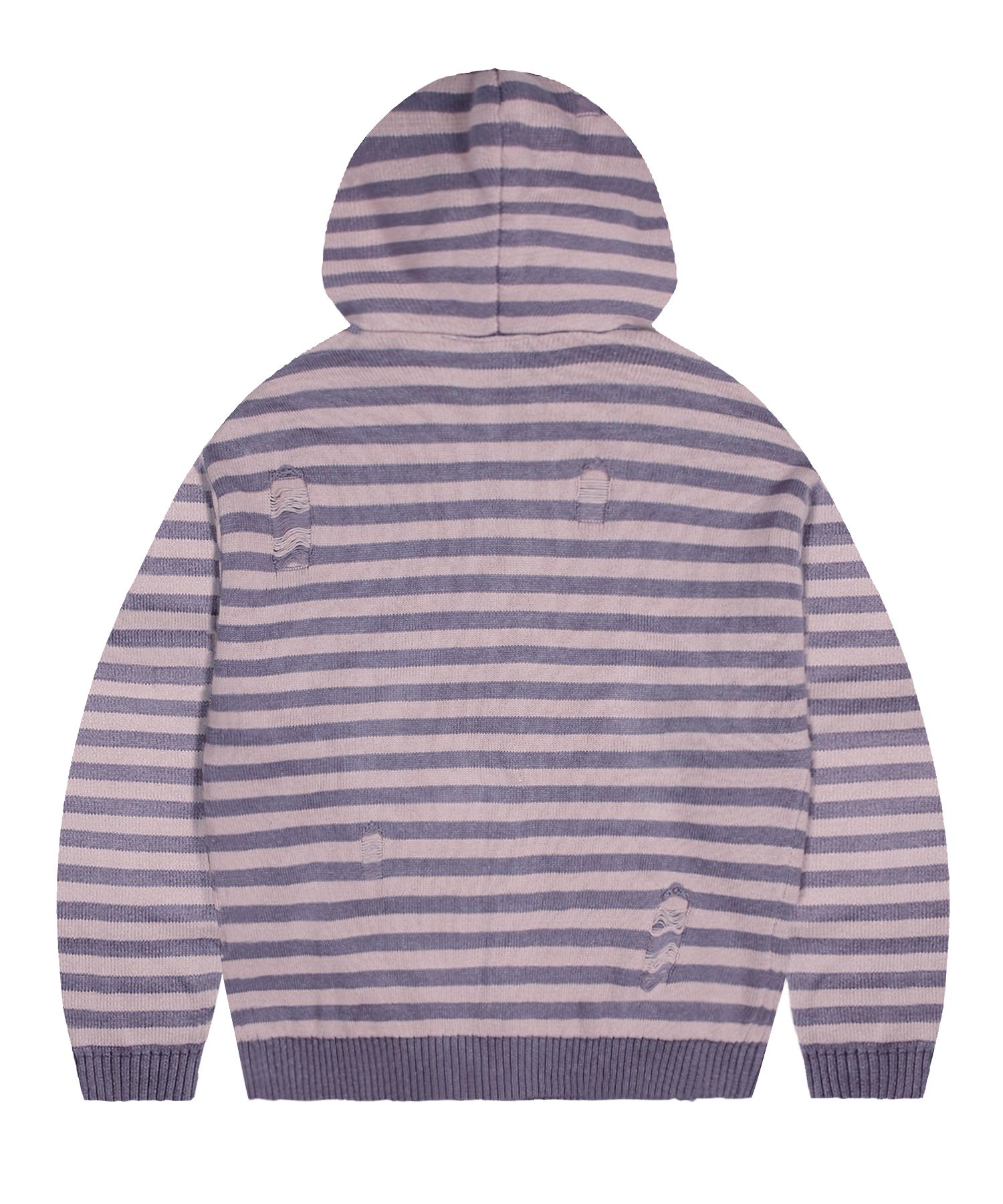 ★XTONZ★DAMAGE STRIPE KINT HOOD ZIP UP MUSINSA | XTONZ XTK131 Damage Stripe Knit Hoodie (PURPLE)