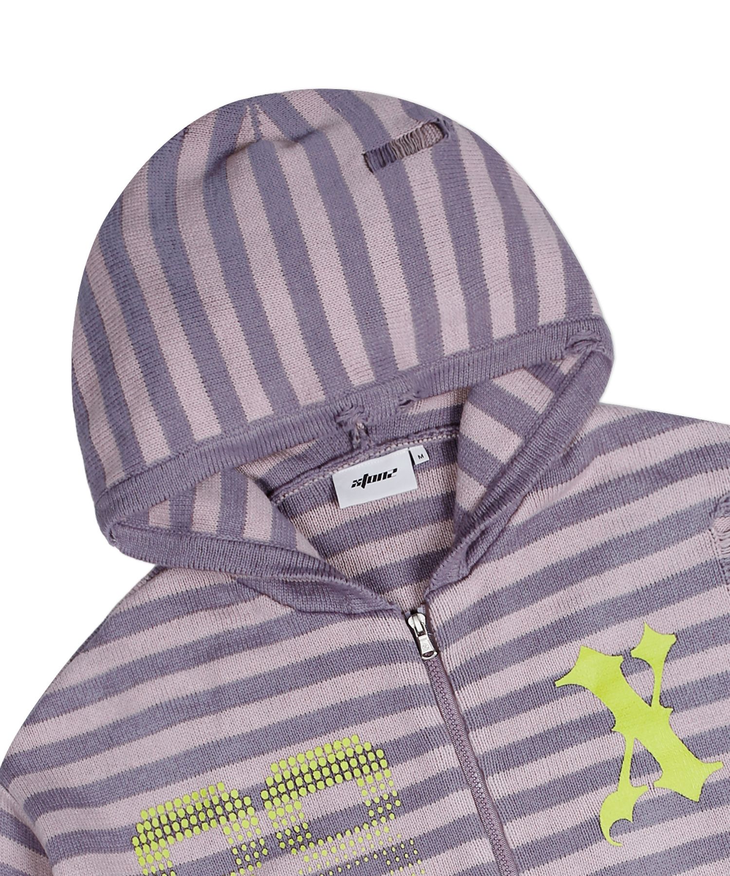 パーカー・フーディ XTONZ XTK131 Damage Stripe Knit Hoodie 5FT380 MUSINSA | XTONZ XTK131 Damage Stripe Knit Hoodie (PURPLE)