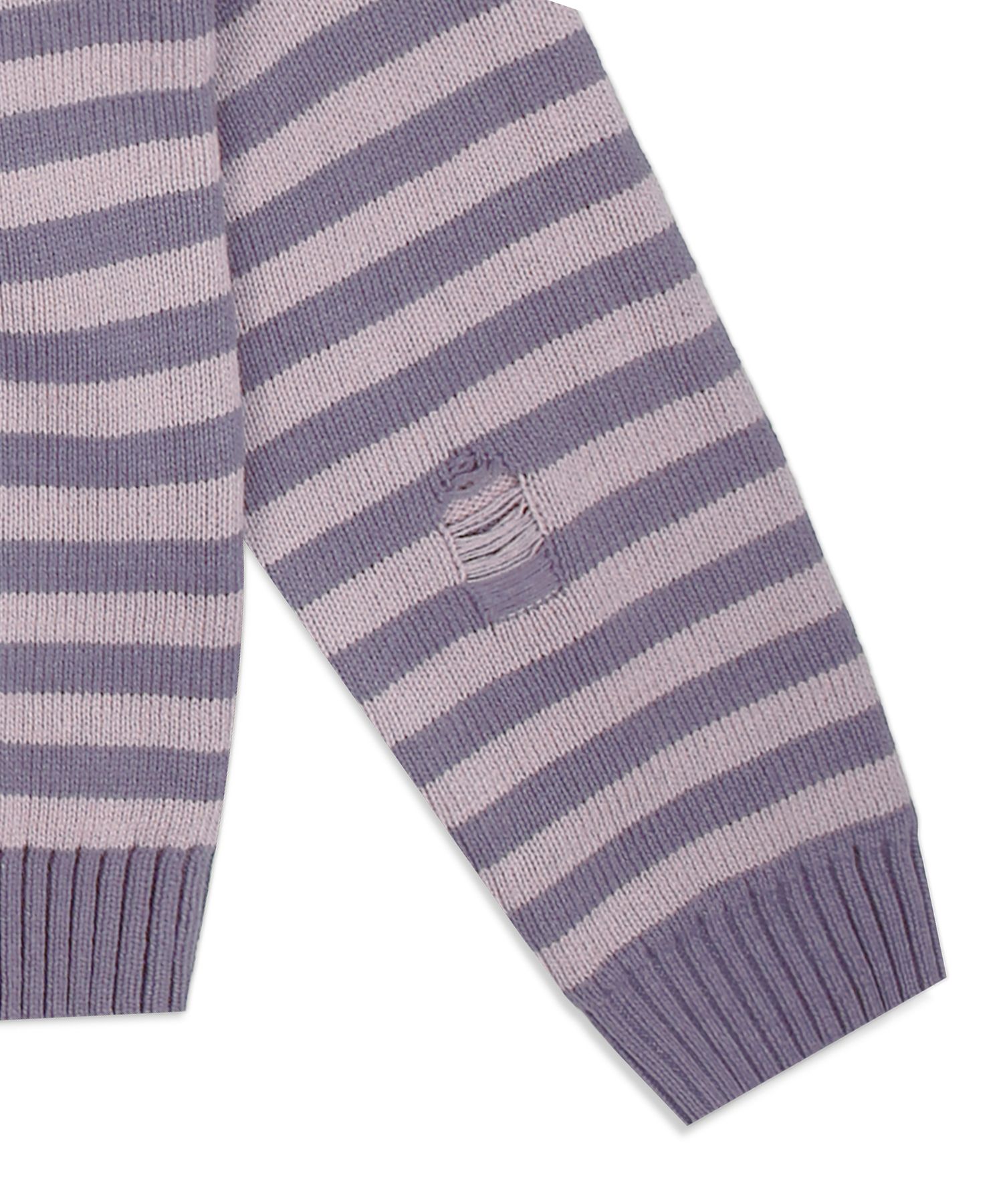 MUSINSA | XTONZ XTK131 Damage Stripe Knit Hoodie (PURPLE)