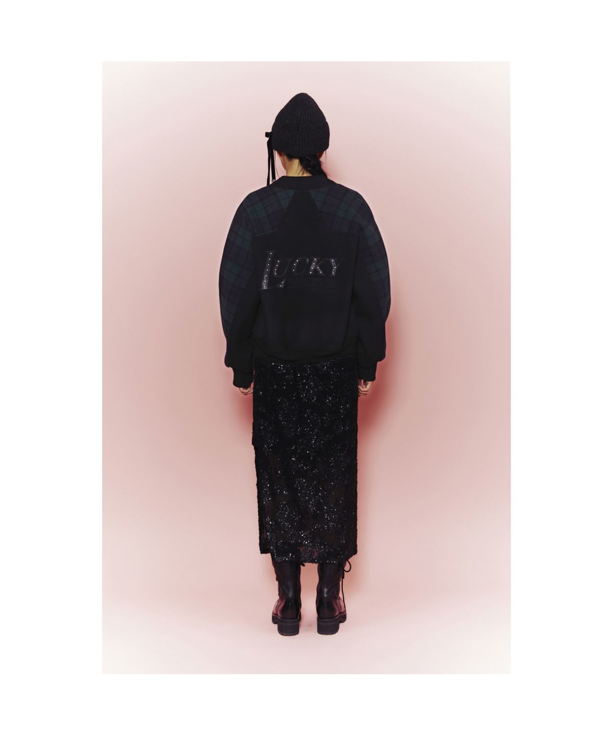 럭키슈에뜨(LUCKY CHOUETTE) [Holiday Edition] Spangle Long Banded Waist Skirt (Under Skirt Set) (black) LFKAS25040BKX