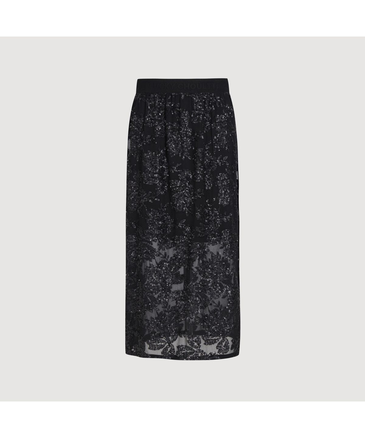 럭키슈에뜨(LUCKY CHOUETTE) [Holiday Edition] Spangle Long Banded Waist Skirt (Under Skirt Set) (black) LFKAS25040BKX
