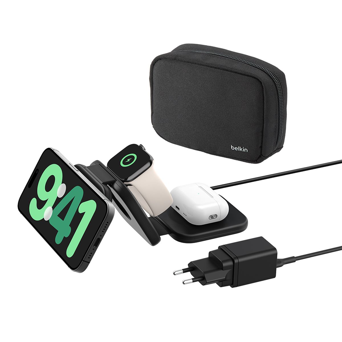 벨킨(BELKIN) Qi2 3in1 15W 마그네틱 여행용 충전 패드 WIZ024