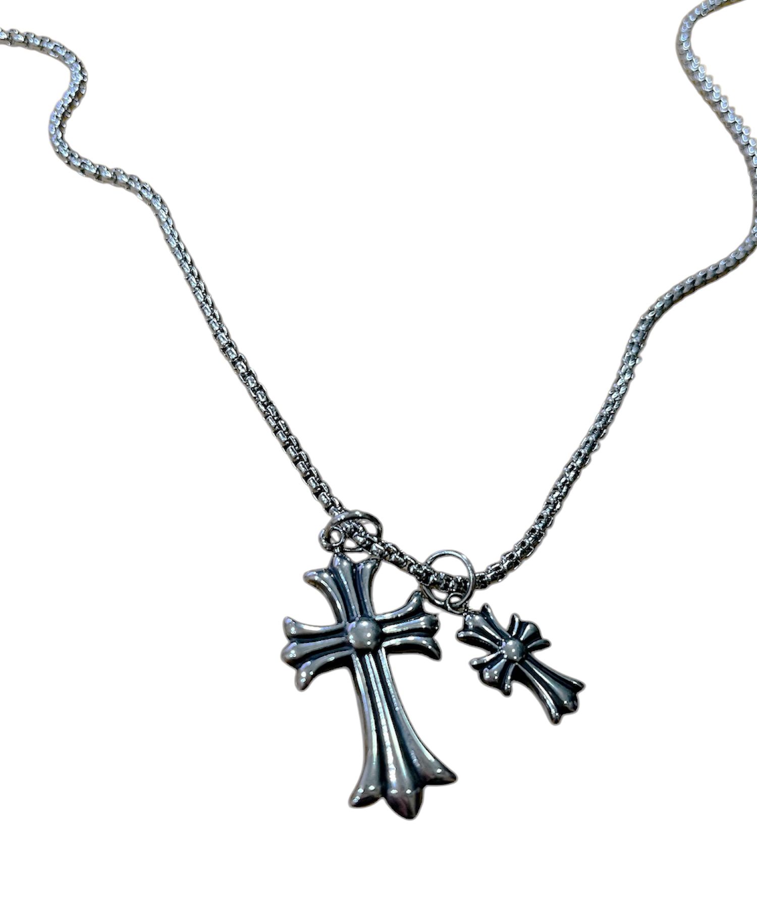 MUSINSA公式 | SK8ER ROCK Two Crosses Surgical Steel Necklace