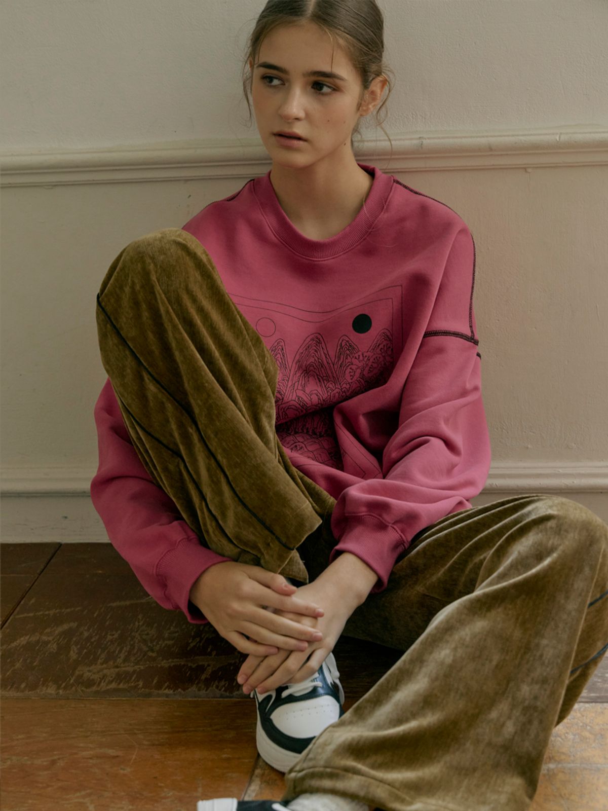 유가당(YUGADANG) 벨벳 와이드팬츠_올리브그린/FW/ Free size jogger pants