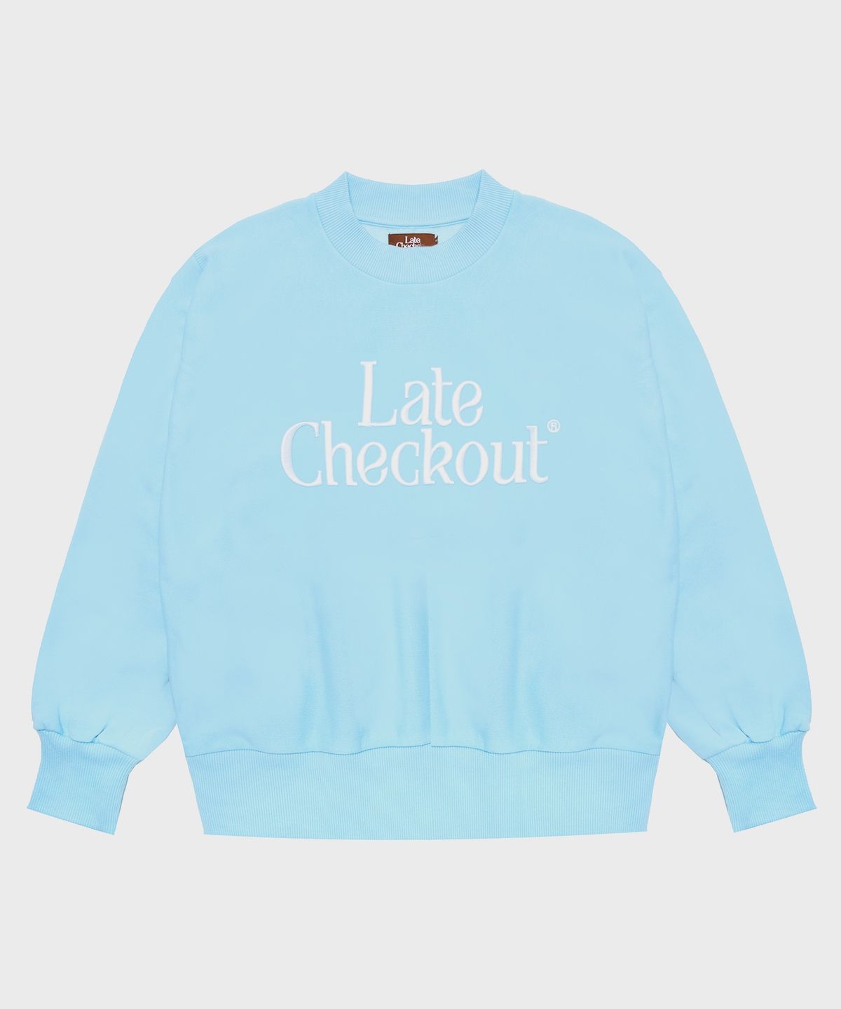 레이트 체크아웃(LATE CHECKOUT) (U) 크루넥 스웨트셔츠 베이비 블루 CREWNECKSWEATSHIRT BABY BLUE