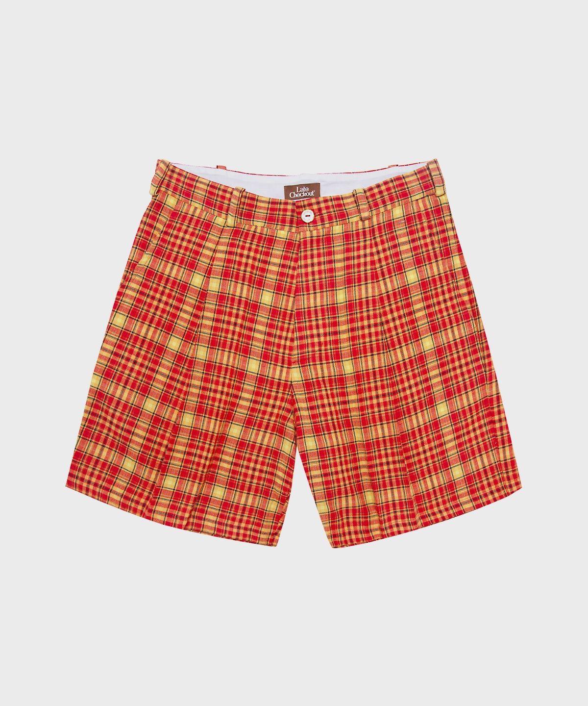 레이트 체크아웃(LATE CHECKOUT) (U) 체커드 쇼츠 오렌지/옐로우 CHECKERED SHORTS ORANGE/YELLOW