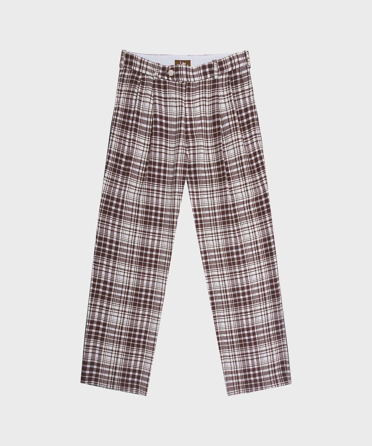 레이트 체크아웃(LATE CHECKOUT) (U) 체커드 트라우저 브라운/화이트 CHECKERED TROUSERS BROWN/WHITE