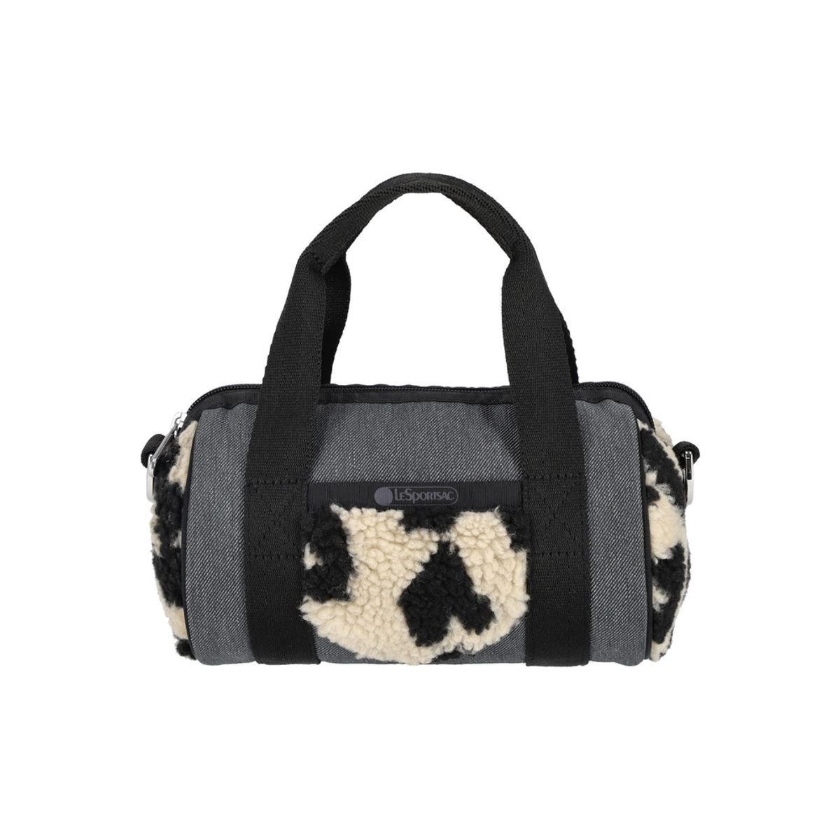 레스포색(LESPORTSAC) 블랙 데님/레오파드 셰르파 롤 백 [1586.LA80]