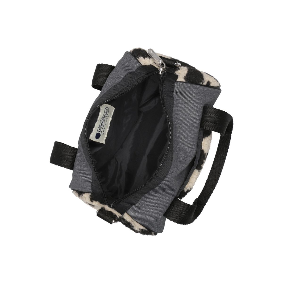 레스포색(LESPORTSAC) 블랙 데님/레오파드 셰르파 롤 백 [1586.LA80]