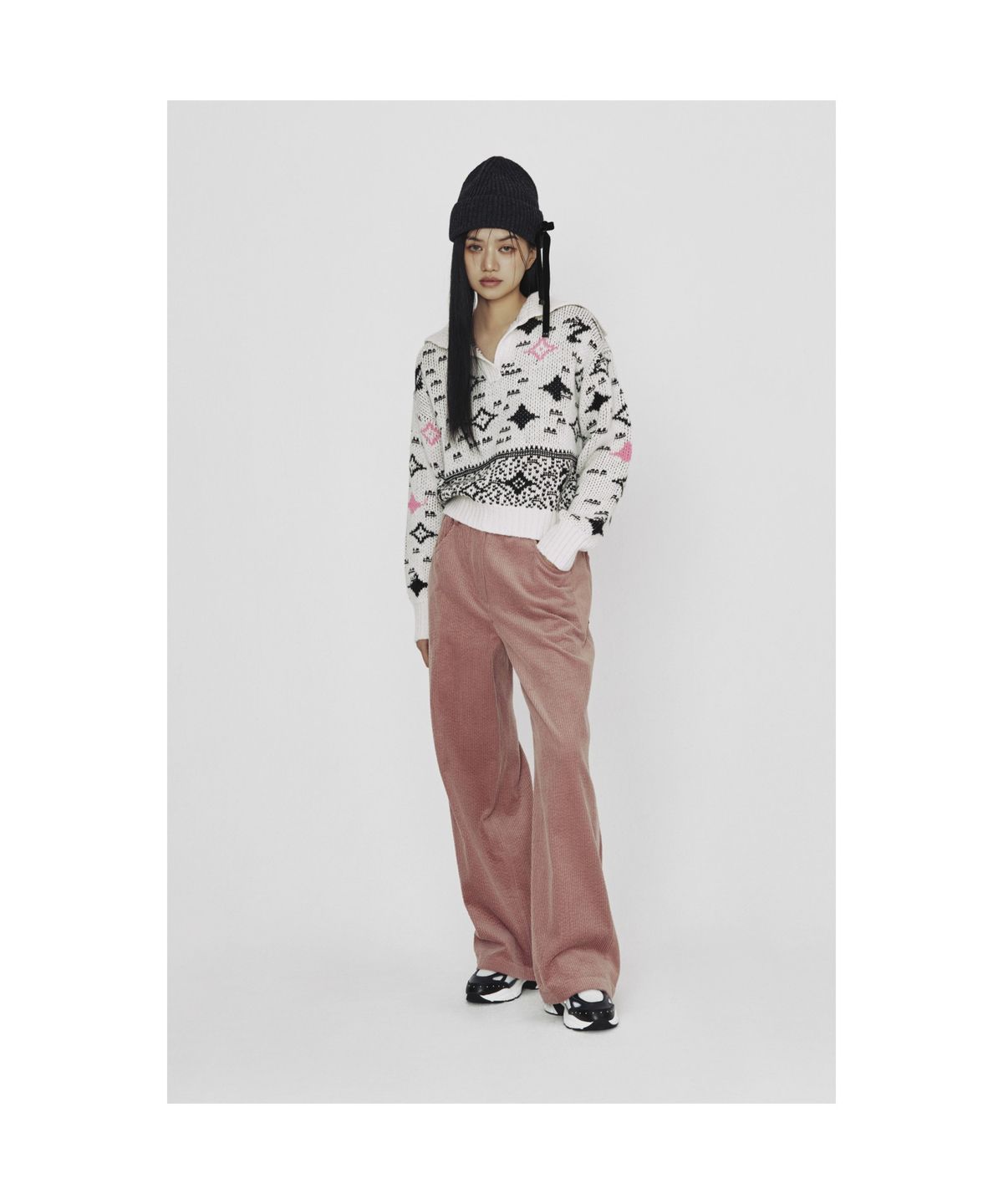 럭키슈에뜨(LUCKY CHOUETTE) [Holiday Edition] Sailor Jacquard Knitwear Pullover (ivory) LFWAS25010IVX