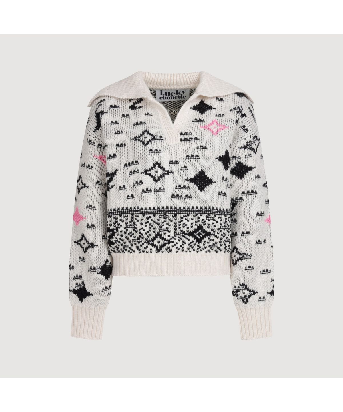 럭키슈에뜨(LUCKY CHOUETTE) [Holiday Edition] Sailor Jacquard Knitwear Pullover (ivory) LFWAS25010IVX