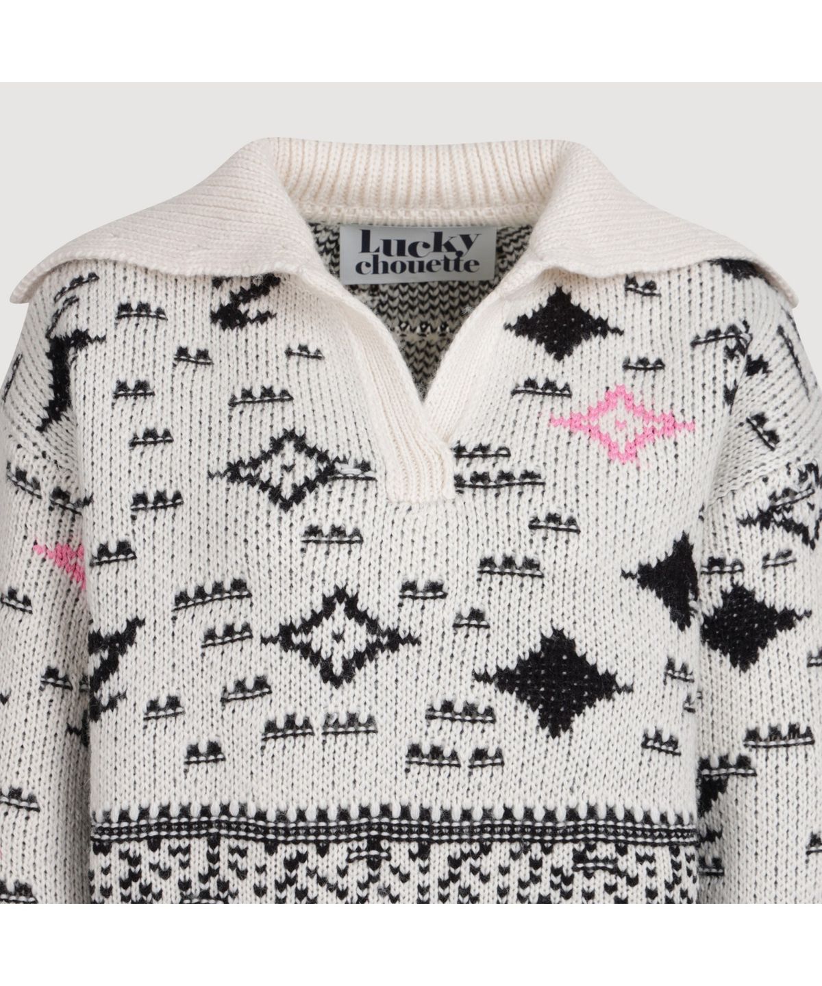 럭키슈에뜨(LUCKY CHOUETTE) [Holiday Edition] Sailor Jacquard Knitwear Pullover (ivory) LFWAS25010IVX