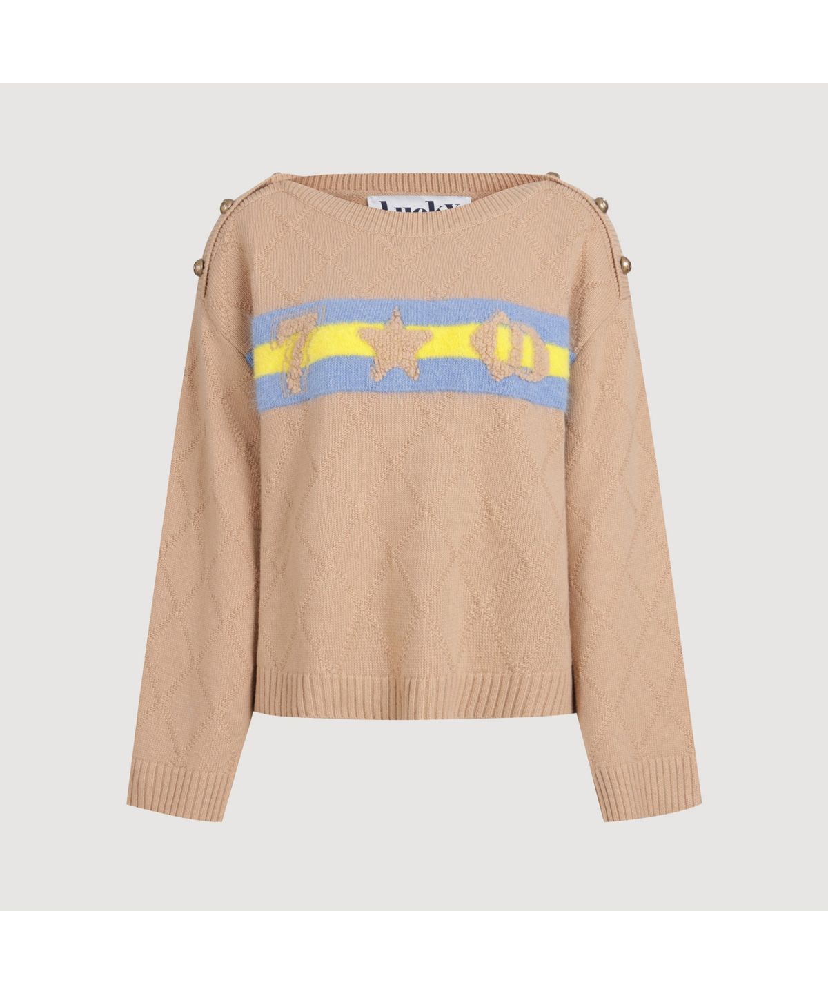 럭키슈에뜨(LUCKY CHOUETTE) [Holiday Edition] Front Accentuated Knit Pullover (camel) LFWAS25030CMX