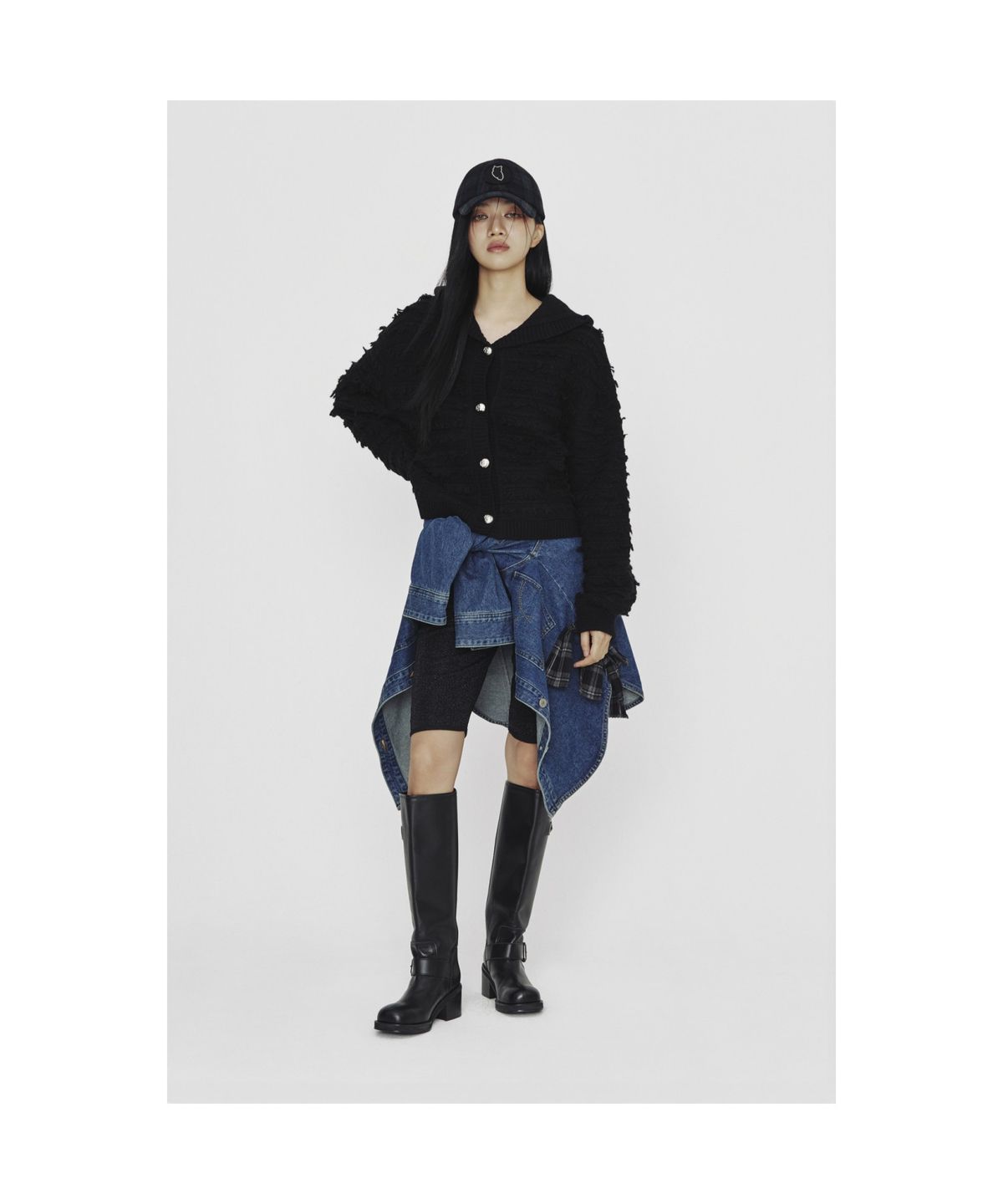 럭키슈에뜨(LUCKY CHOUETTE) [Holiday Edition] Loop Tissue Hoodie Knit Cardigan (black) LFWCS25010BKX