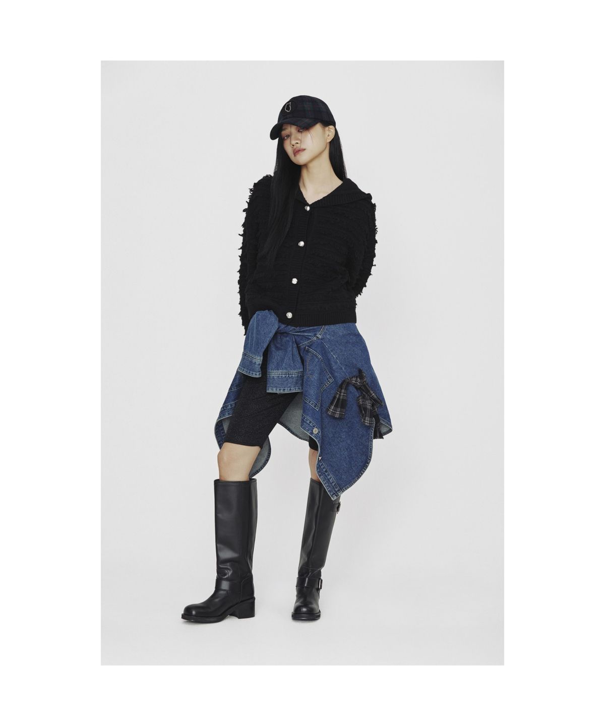 럭키슈에뜨(LUCKY CHOUETTE) [Holiday Edition] Loop Tissue Hoodie Knit Cardigan (black) LFWCS25010BKX
