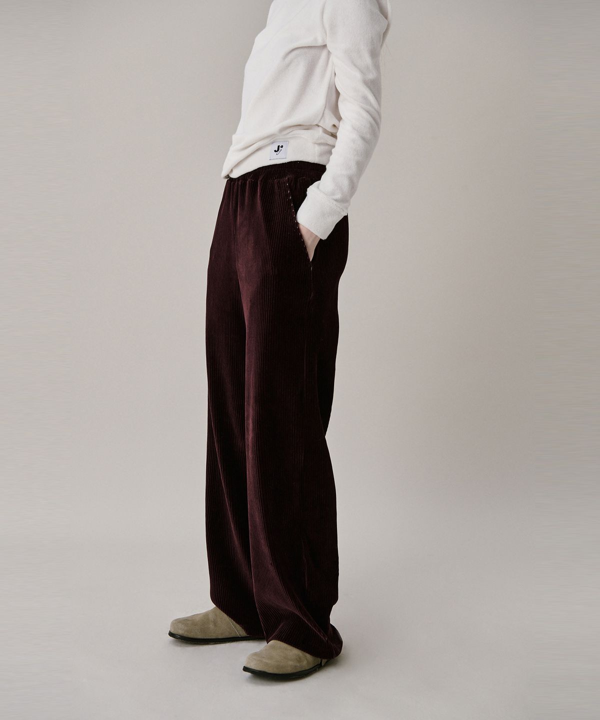 준준스페이스(JUNEJUNE SPACE) 24 Two Tone Velour Pants_Burgundy (24 투 톤 벨루어 팬츠_버건디)