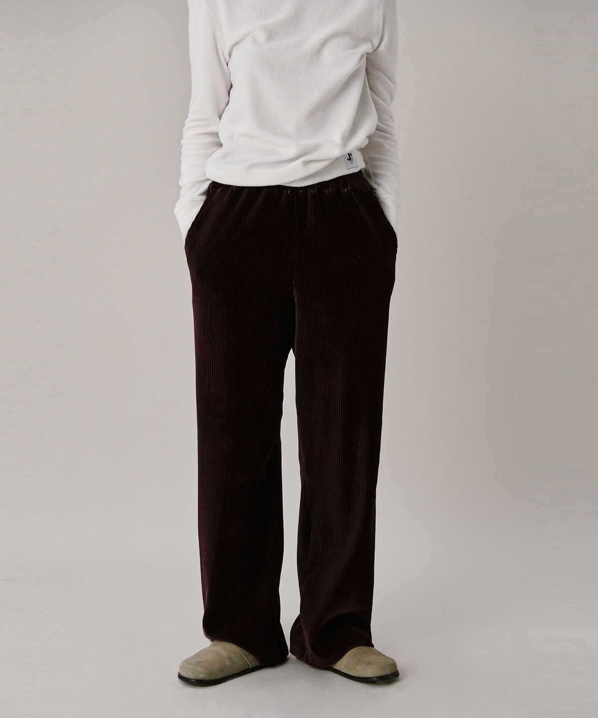 준준스페이스(JUNEJUNE SPACE) 24 Two Tone Velour Pants_Burgundy (24 투 톤 벨루어 팬츠_버건디)