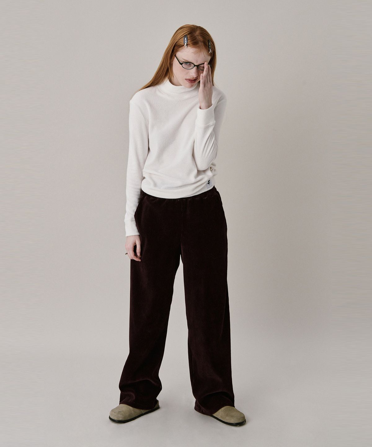 준준스페이스(JUNEJUNE SPACE) 24 Two Tone Velour Pants_Burgundy (24 투 톤 벨루어 팬츠_버건디)