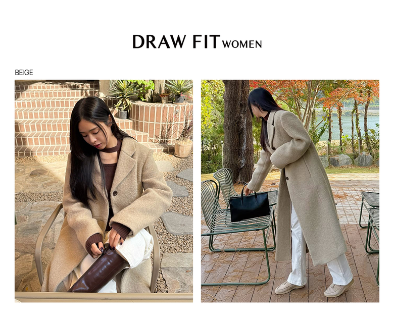 MUSINSA公式 | DRAWFIT WOMEN アルパカテーラードシングルコート[D.NAVY]