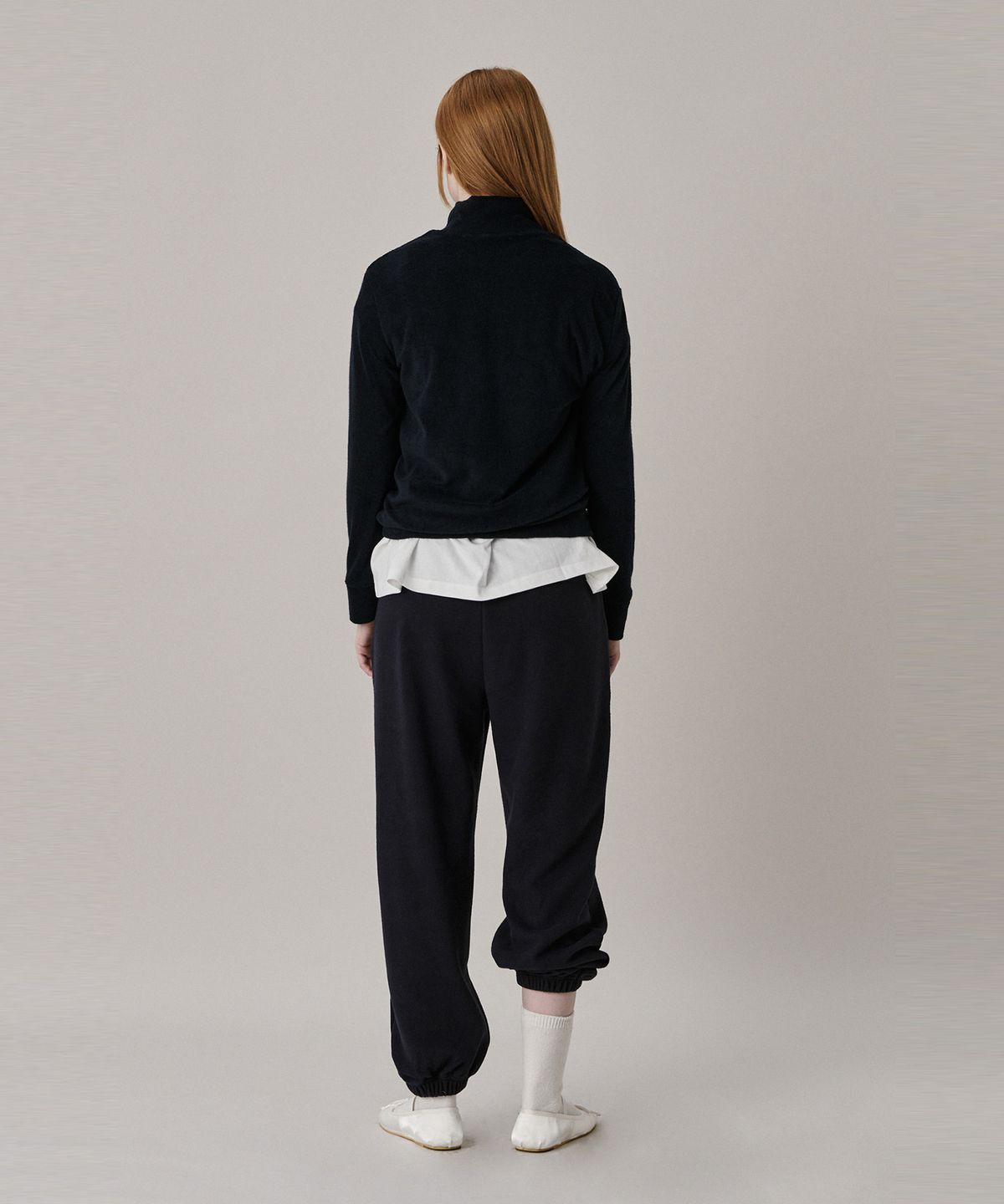준준스페이스(JUNEJUNE SPACE) New Logo Basic Turtleneck T-shirt_Navy (뉴 로고 베이직 터틀넥 티셔츠_네이비)