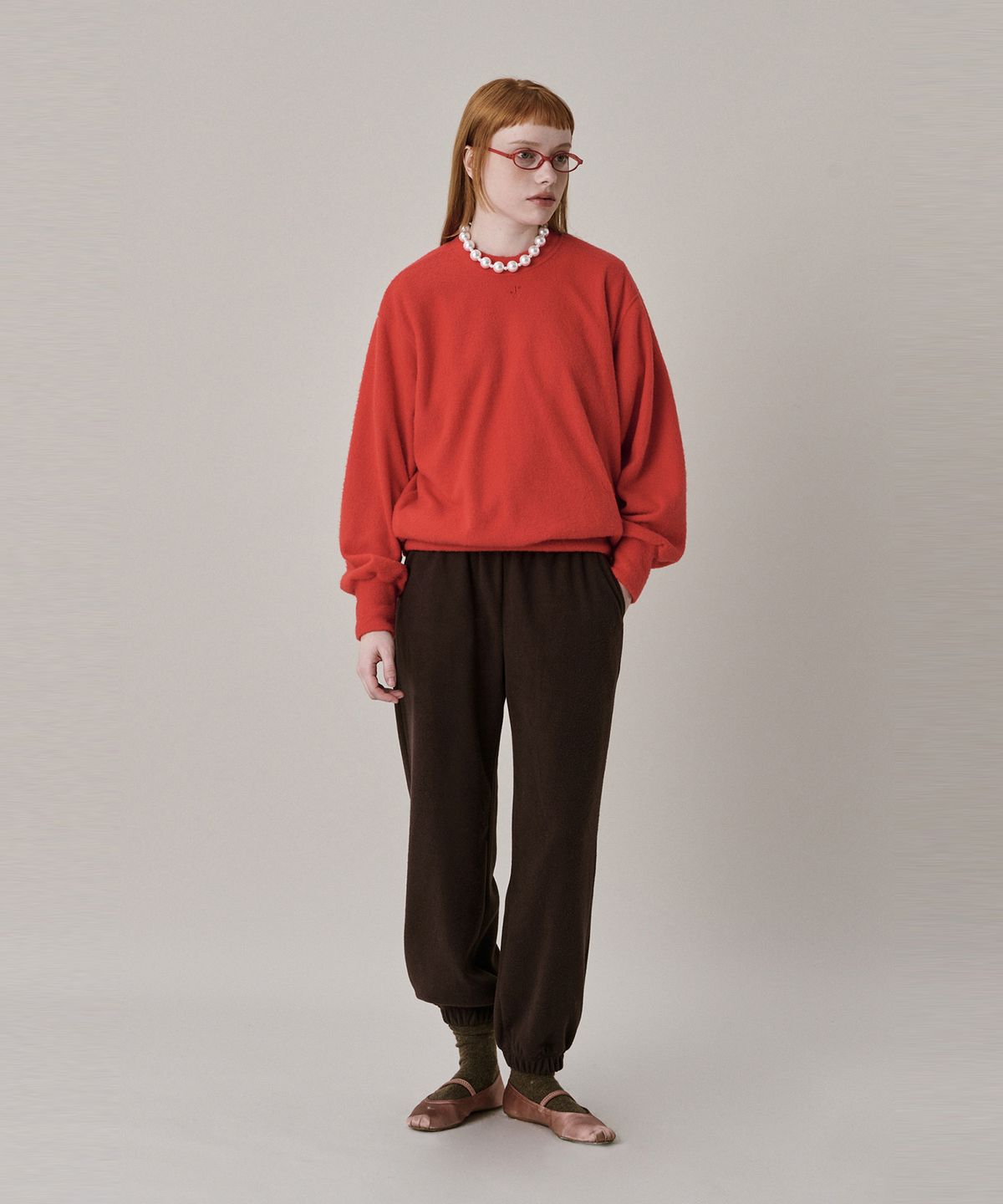 준준스페이스(JUNEJUNE SPACE) New Logo Fleece Sweatshirt_Red (뉴 로고 플리스 스웻셔츠_레드)