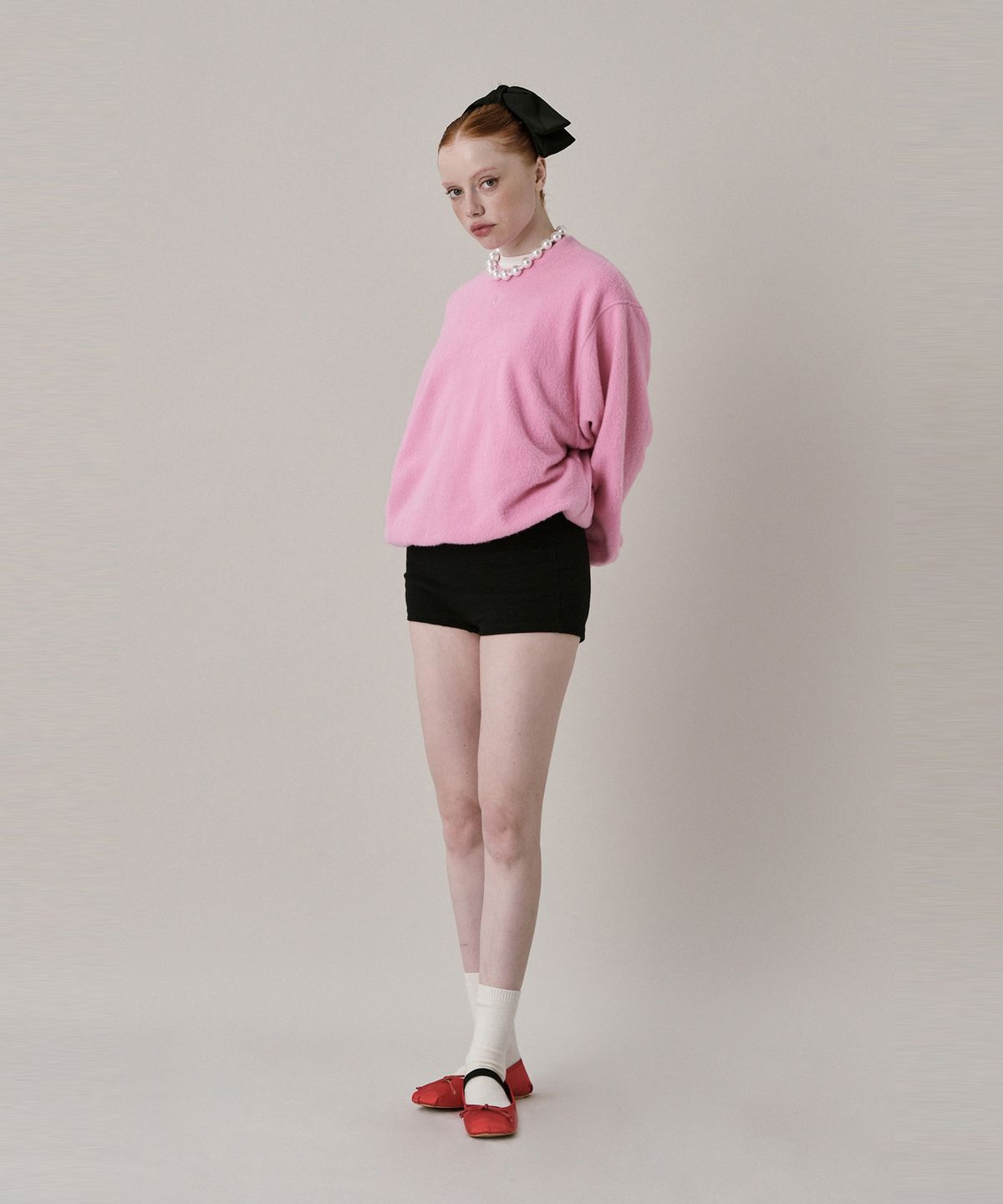준준스페이스(JUNEJUNE SPACE) New Logo Fleece Sweatshirt_Pink (뉴 로고 플리스 스웻셔츠_핑크)