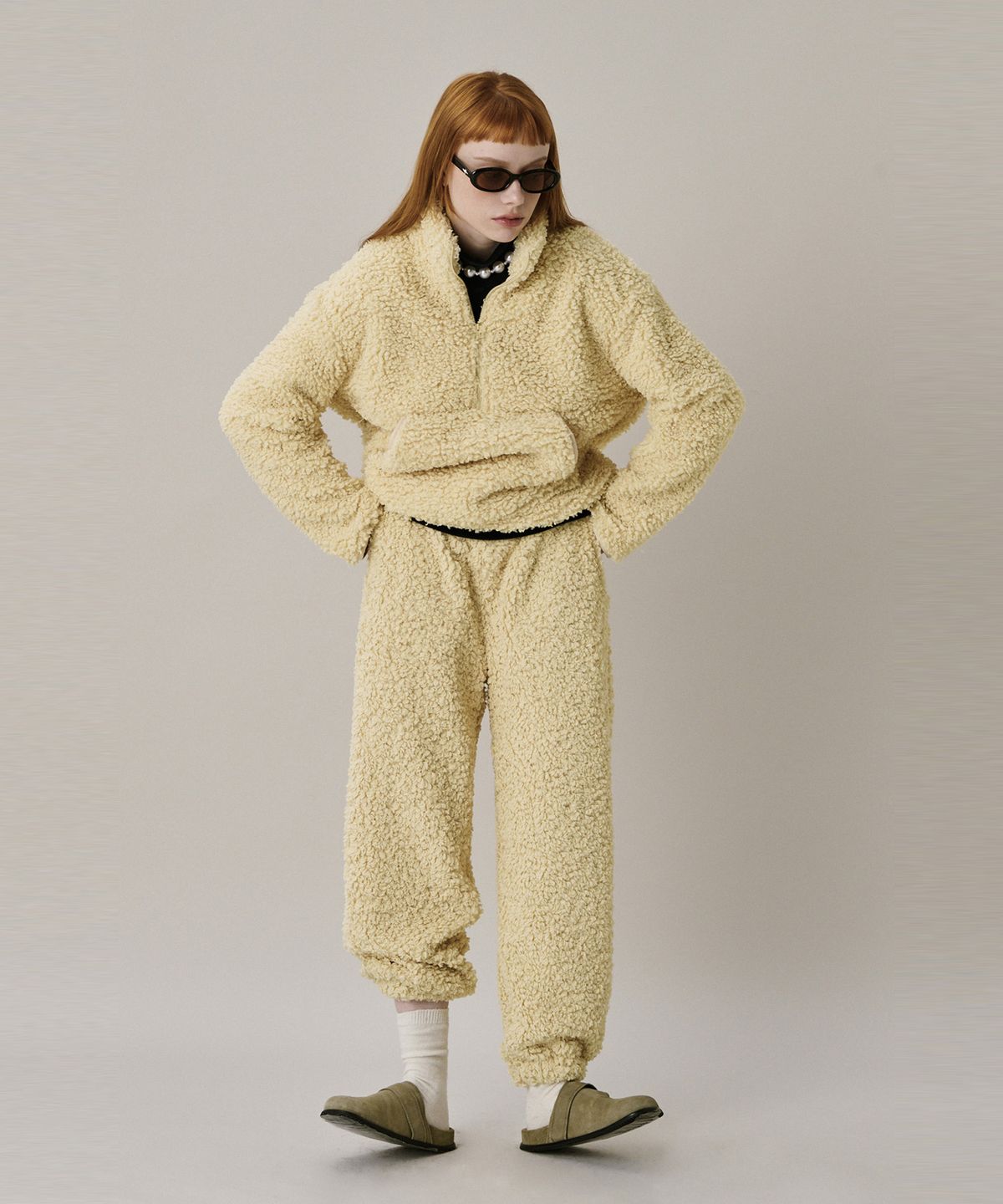 준준스페이스(JUNEJUNE SPACE) 24 Shearing Half Zip-up_Yellow (24 시어링 하프 집업_옐로우)