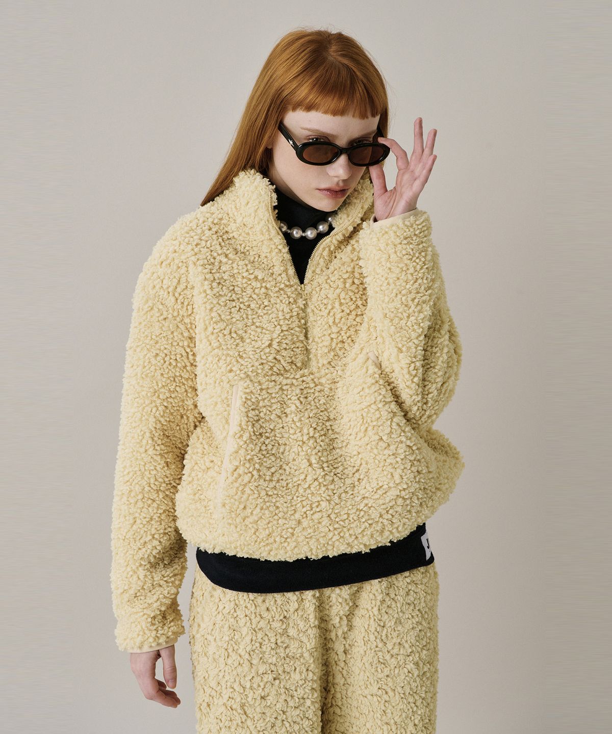 준준스페이스(JUNEJUNE SPACE) 24 Shearing Half Zip-up_Yellow (24 시어링 하프 집업_옐로우)