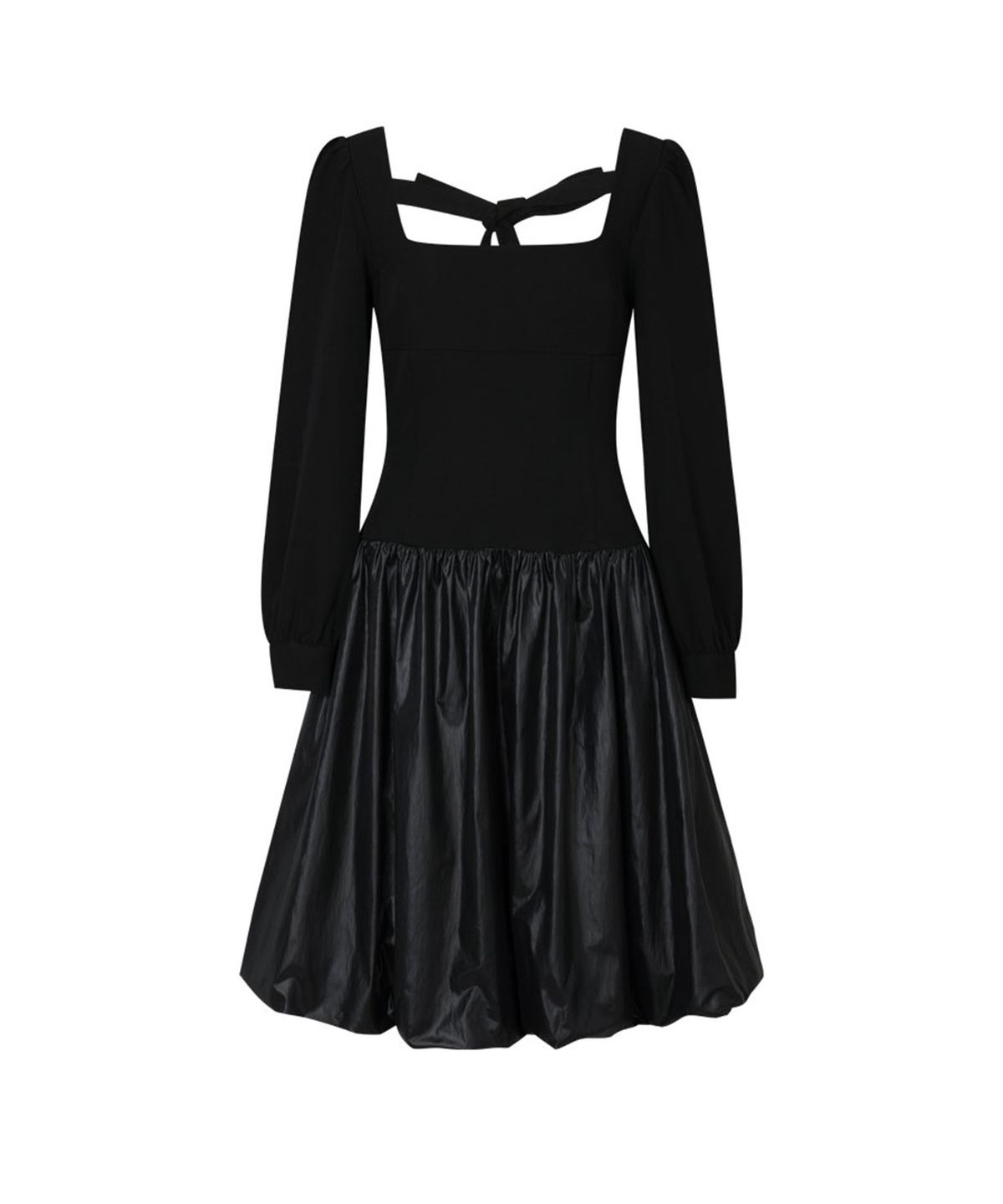 루루서울(LOULOUSEOUL) Rosy Balloon Shirring Midi Dress (Black)