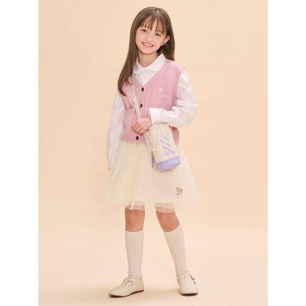 빈폴 키즈(BEANPOLE KIDS) 빙키 체크 물병 크로스백  아이보리 (BI51D2U210)
