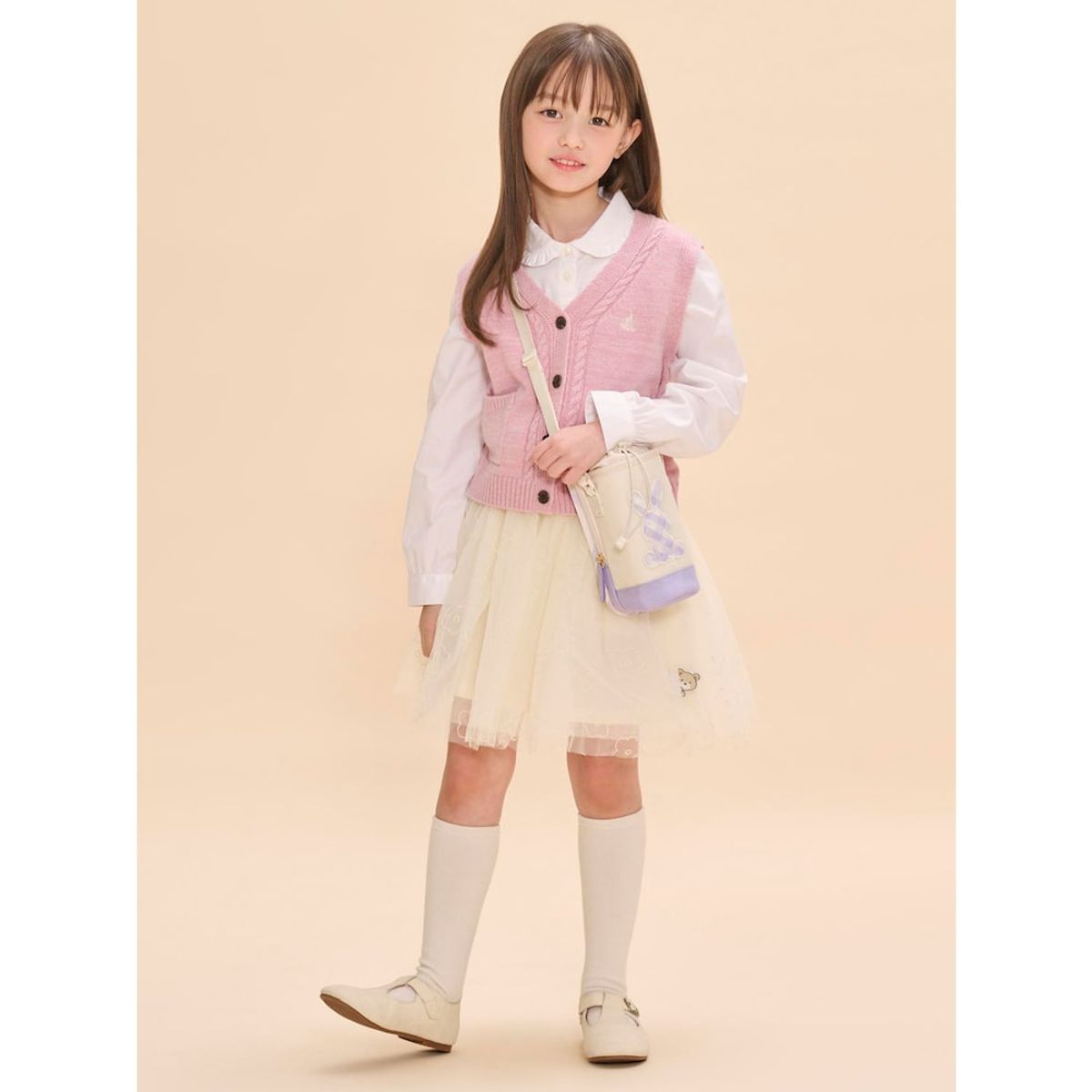 빈폴 키즈(BEANPOLE KIDS) 빙키 체크 물병 크로스백  아이보리 (BI51D2U210)
